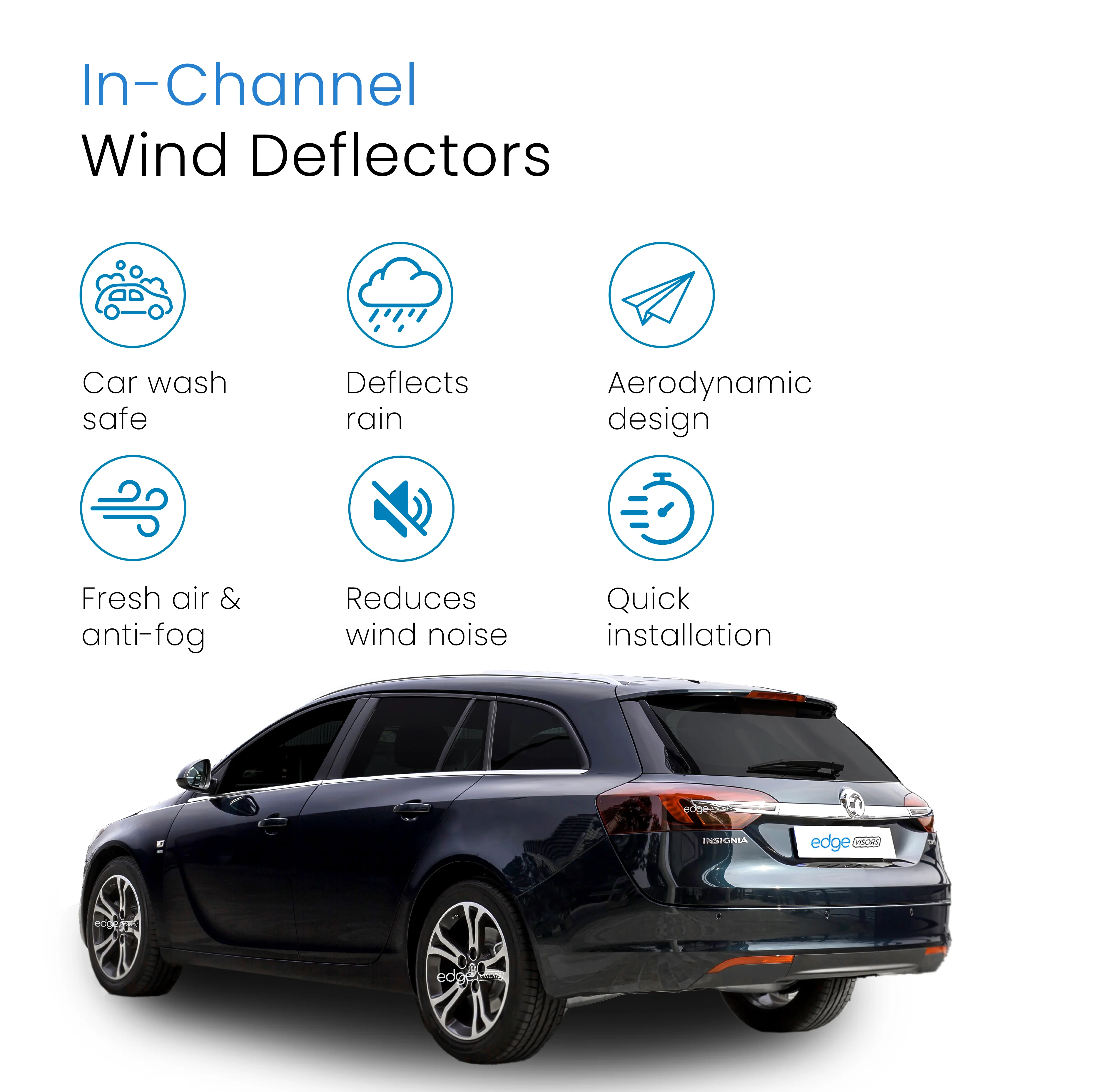 Vauxhall Insignia MK1 2009-2017 5 Door Estate Wind Deflectors 4pc - Image 3