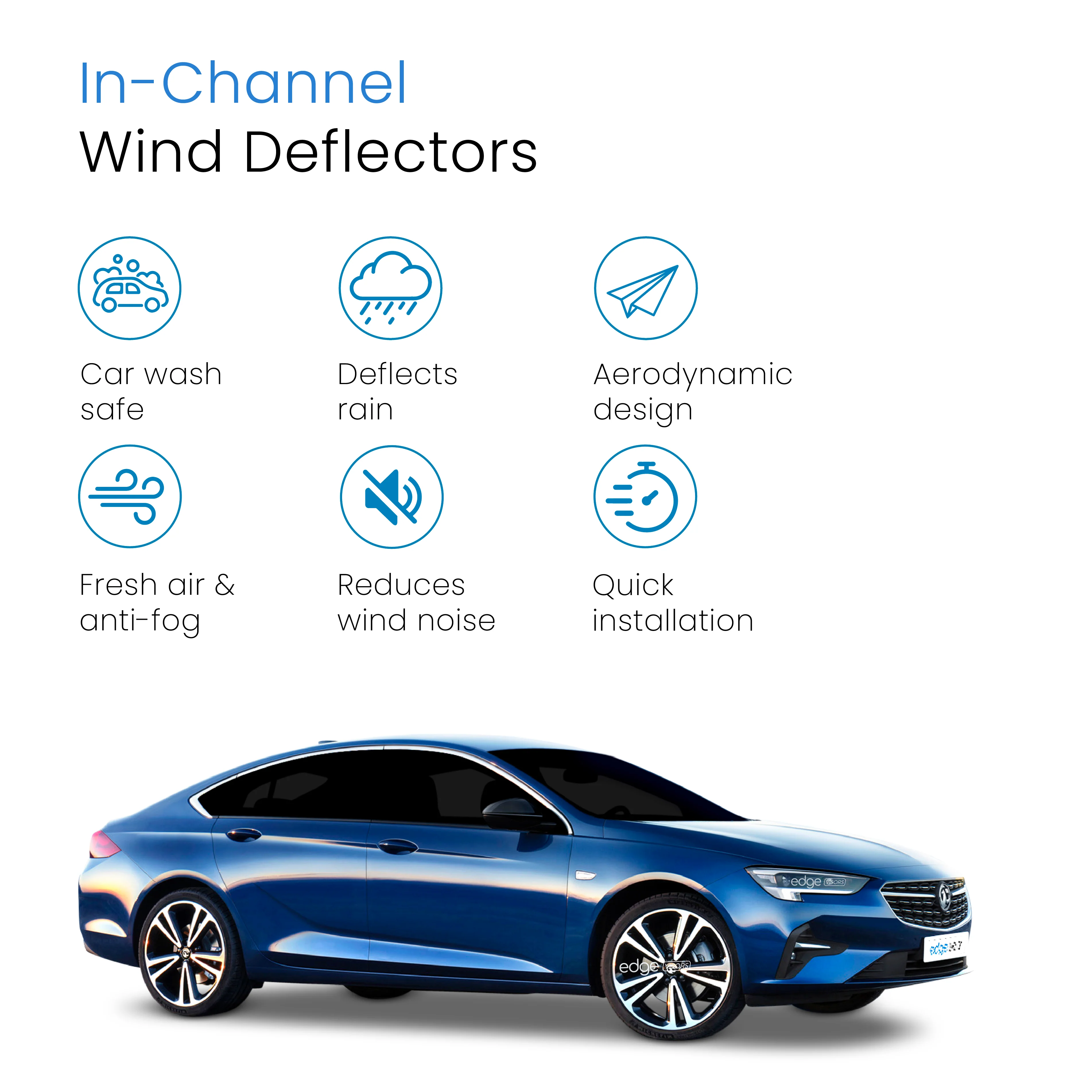 Vauxhall Insignia MK2 2017-2022 5 Door Hatchback Liftback Wind Deflectors 4pc - Image 3