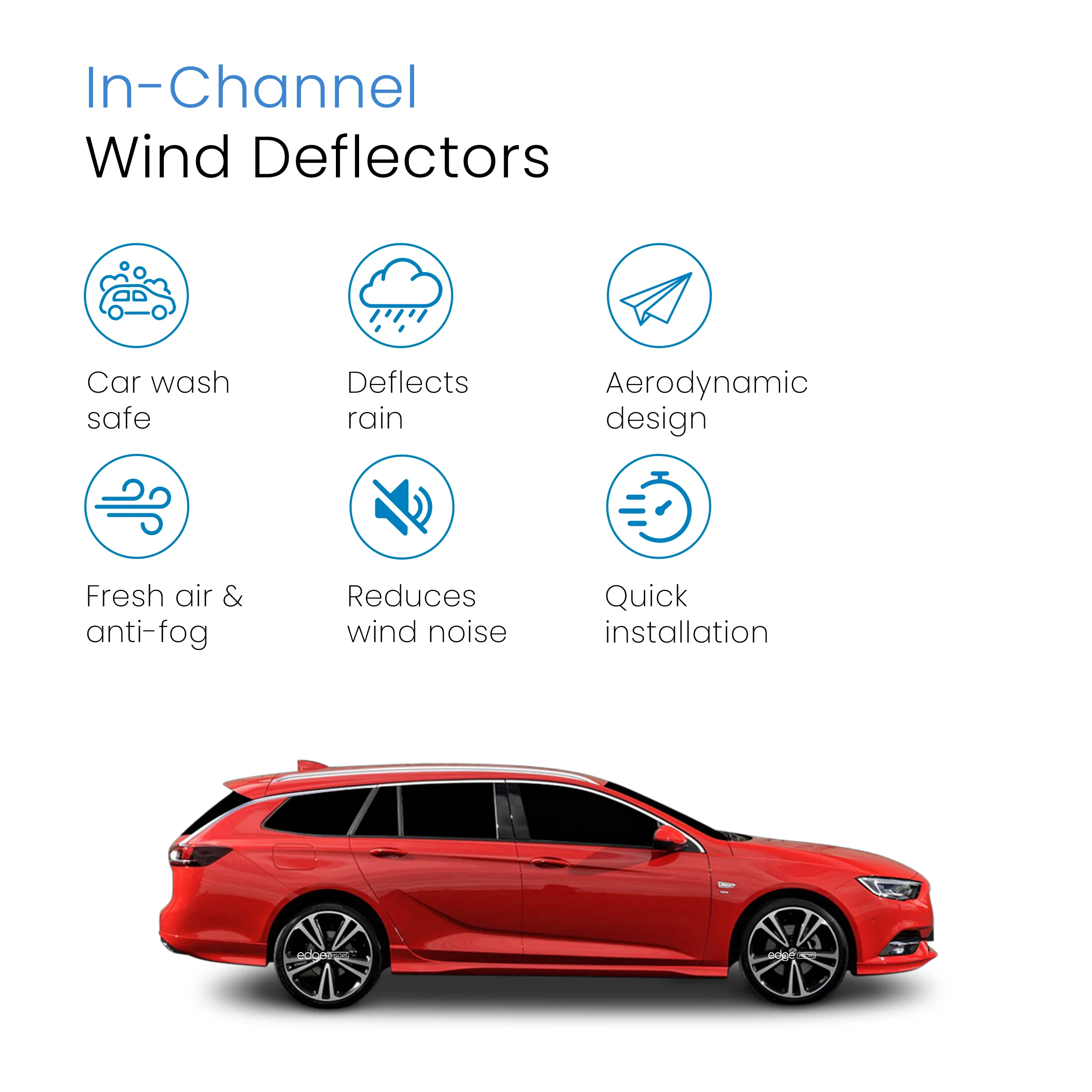 Vauxhall Insignia MK2 2017-2024 5 Door Estate Wind Deflectors 4pc - Image 3