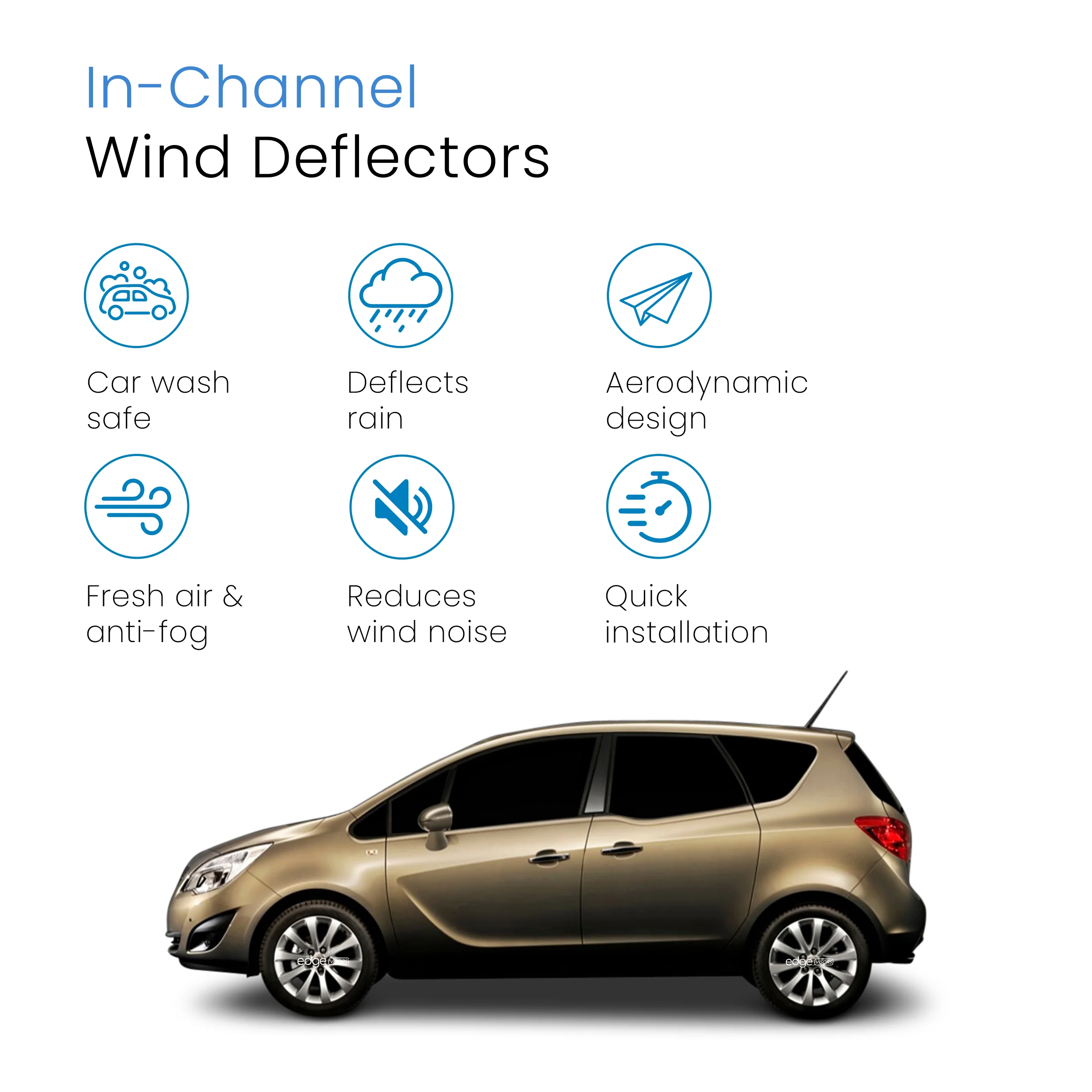 Vauxhall Meriva B MK2 2010-2017 5 Door MPV Wind Deflectors 4pc - Image 3