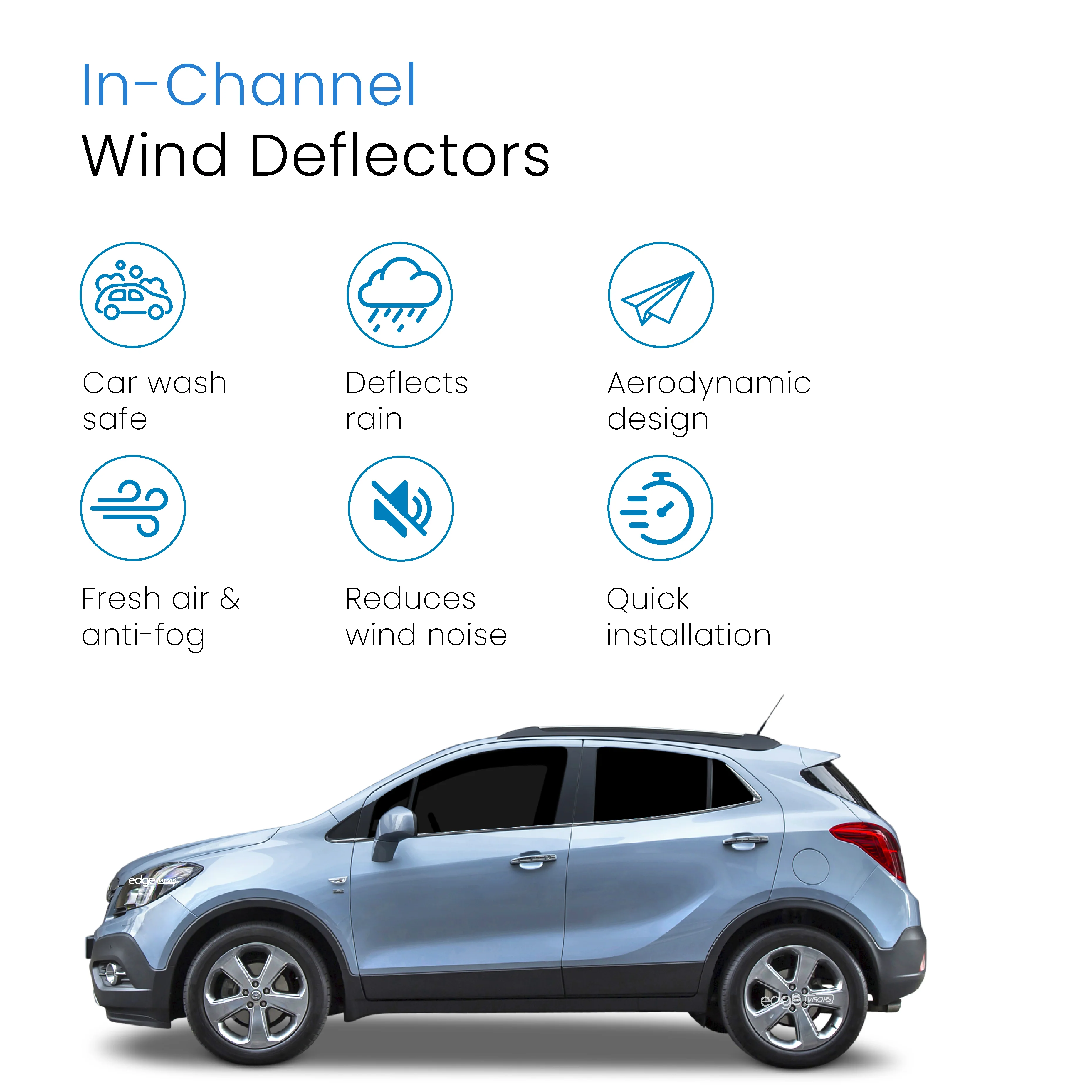 Vauxhall Mokka MK1 2012-2020 5 Door SUV Wind Deflectors 4pc - Image 3