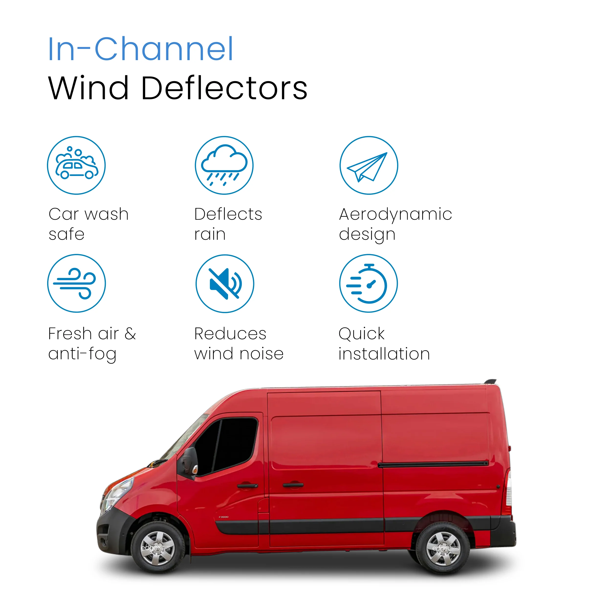 Vauxhall Movano B MK2 2010-2022 2 Door Van Wind Deflectors 2pc - Image 3