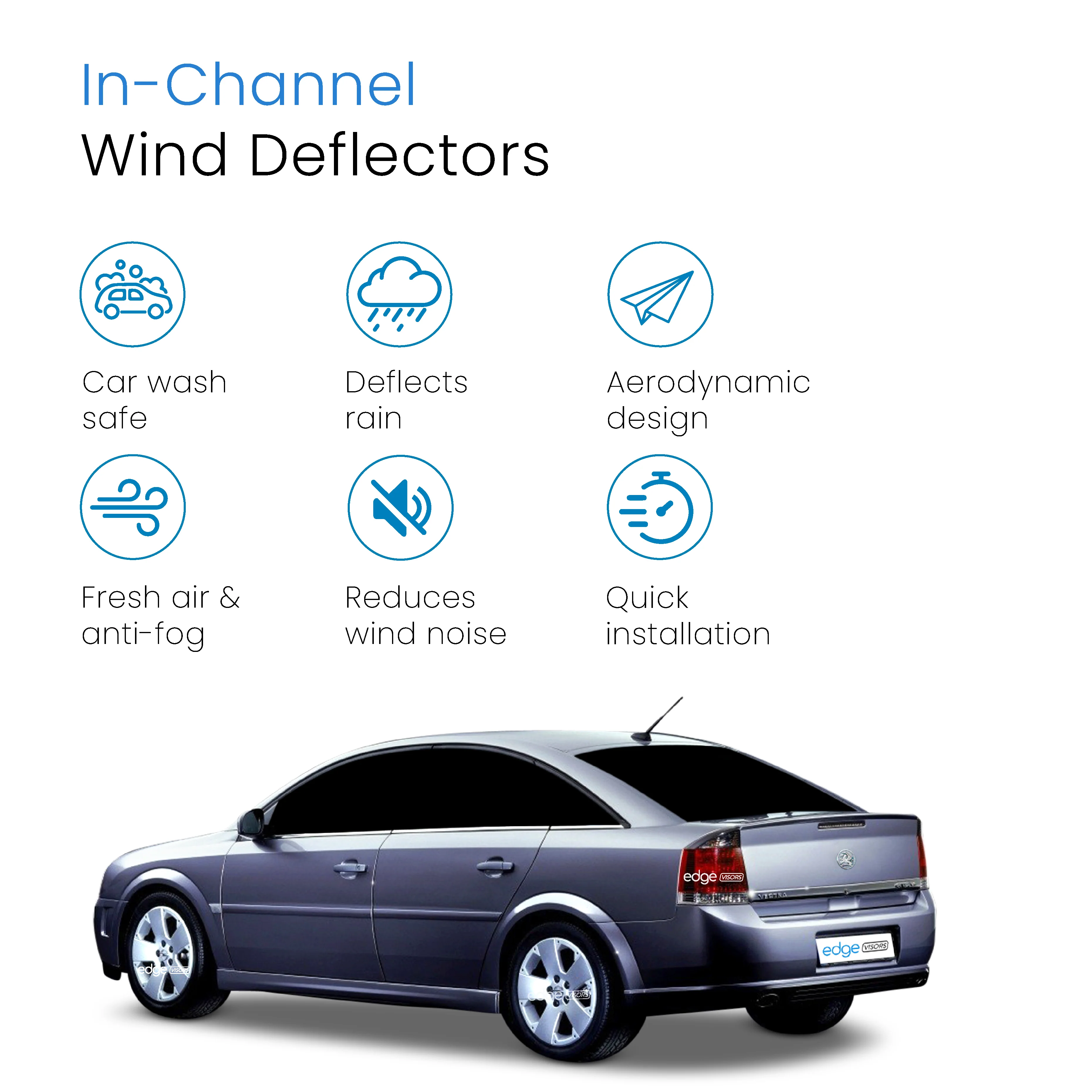 Vauxhall Vectra C MK3 2002-2008 5 Door Hatchback/Liftback Wind Deflectors 4pc - Image 3