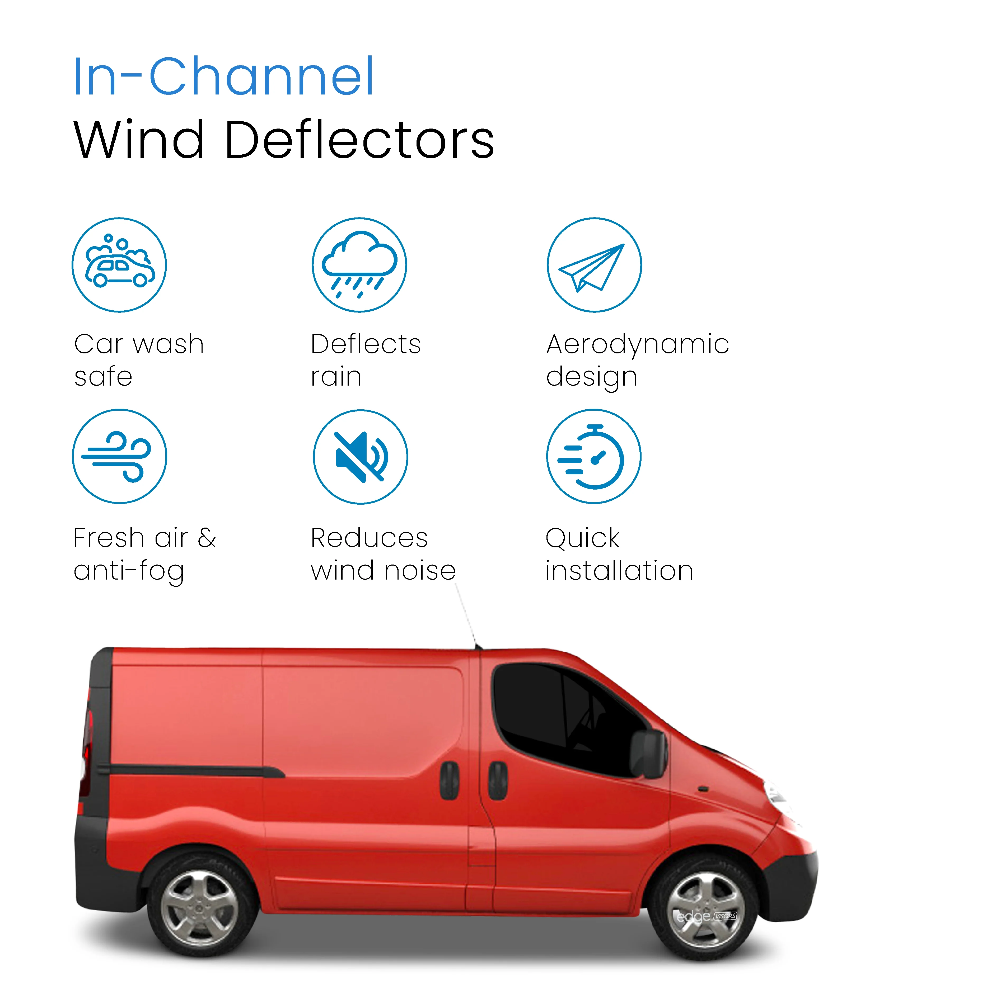 Vauxhall Vivaro MK1 2001-2014 2 Door Short Fits Van Wind Deflectors 2pc - Image 3