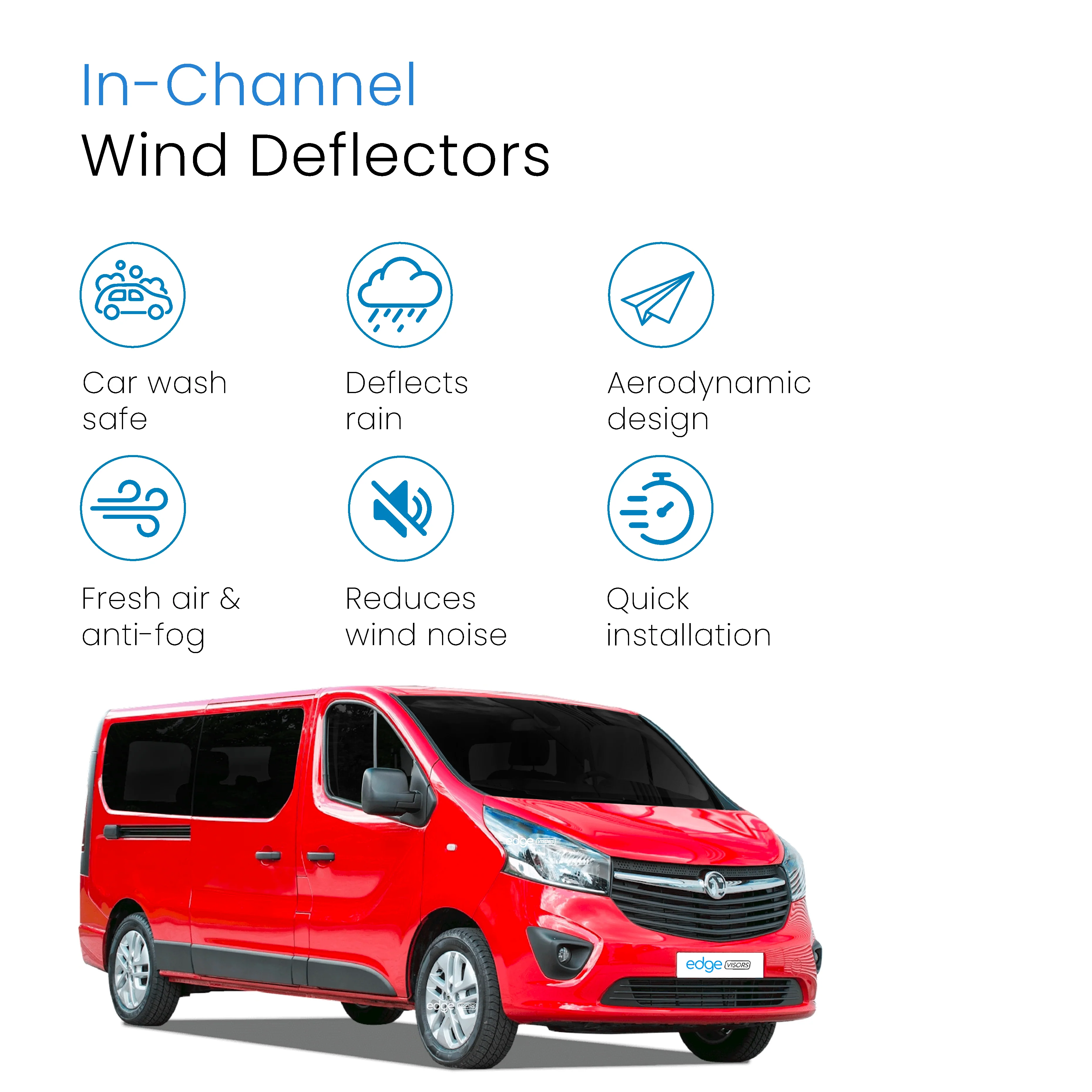Vauxhall Vivaro MK2 2014-2019 2 Door Van Wind Deflectors 2pc - Image 3