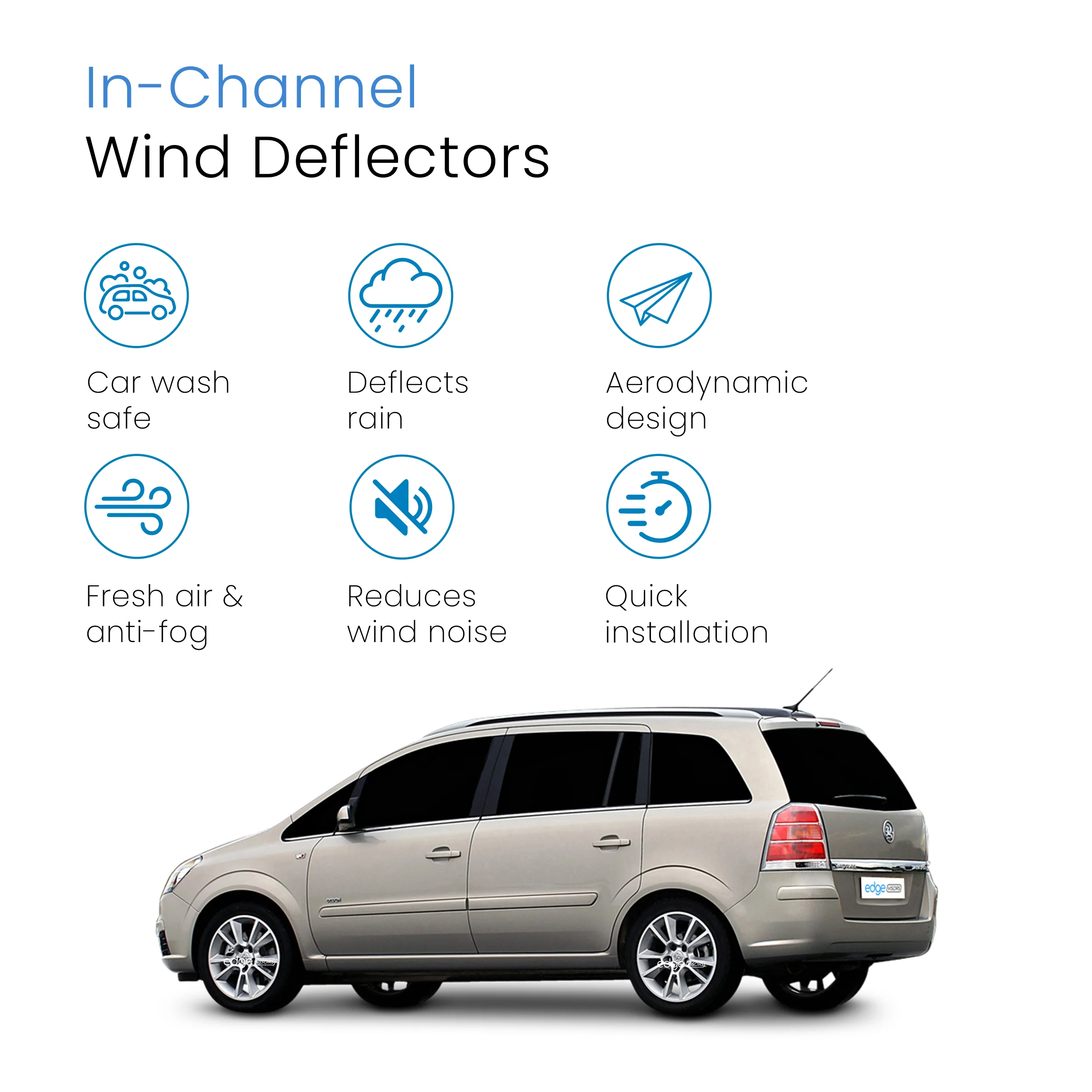 Vauxhall Zafira B MK2 2005-2014 5 Door MPV Wind Deflectors 4pc - Image 3