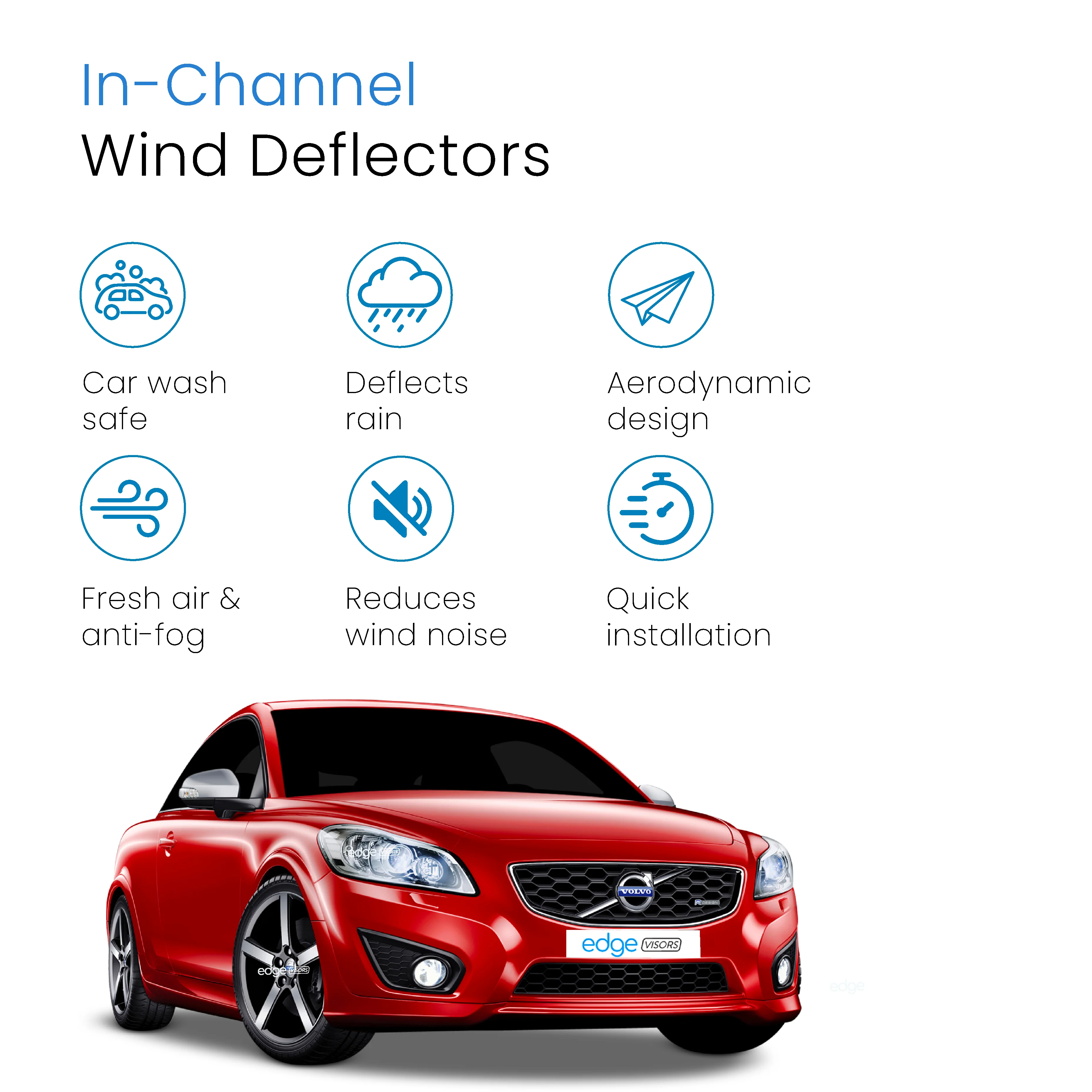 Volvo C30 2006-2013 3 Door Hatchback Wind Deflectors 2pc - Image 3