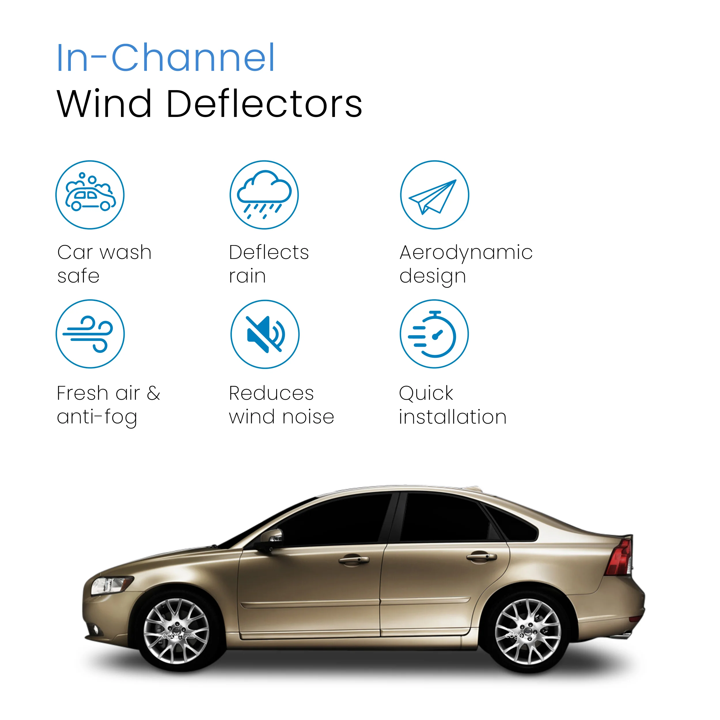 Volvo S40 MK2 2004-2012 4 Door Saloon Wind Deflectors 4pc - Image 3