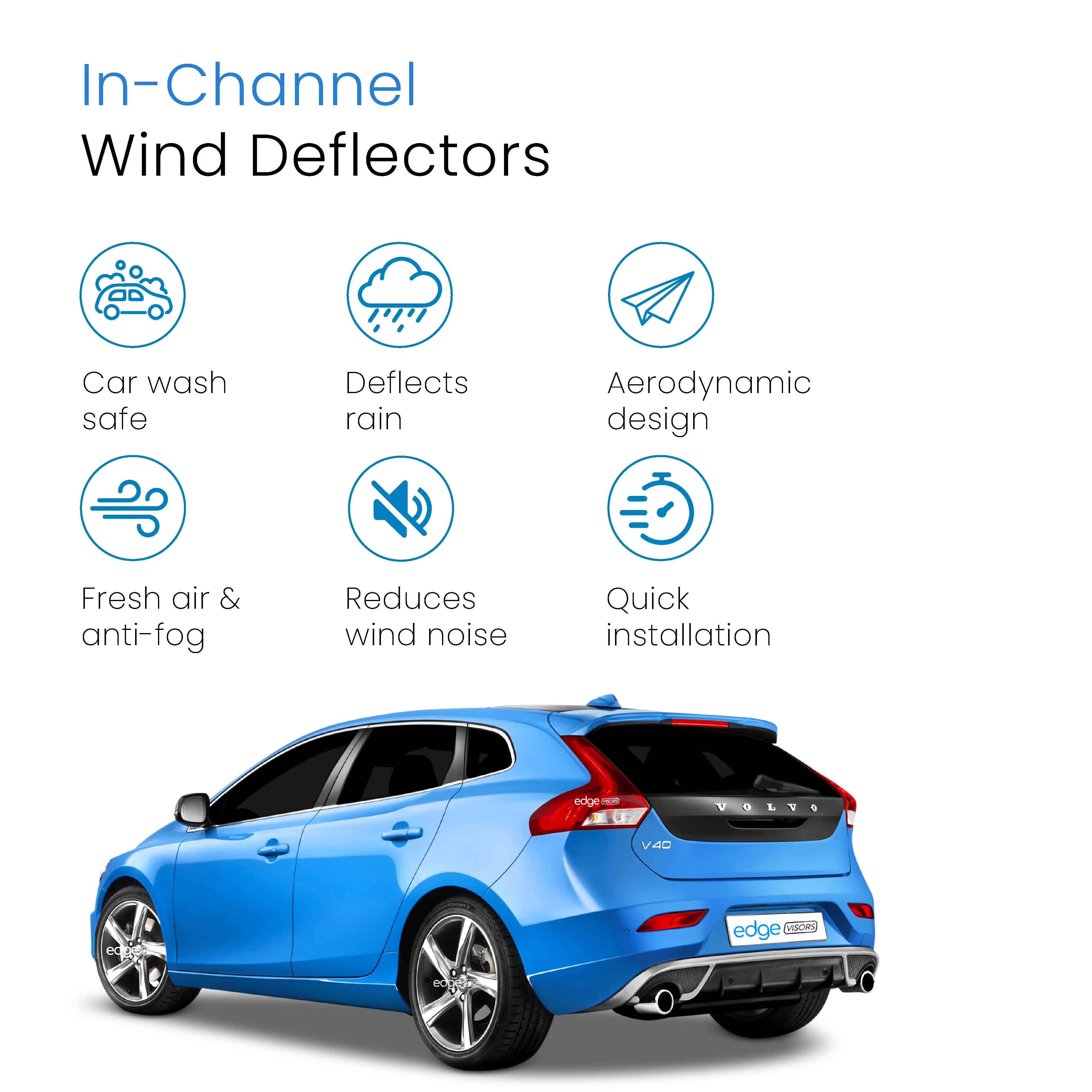 Volvo V40 MK2 2012-2019 5 Door Hatchback Wind Deflectors 4pc - Image 3