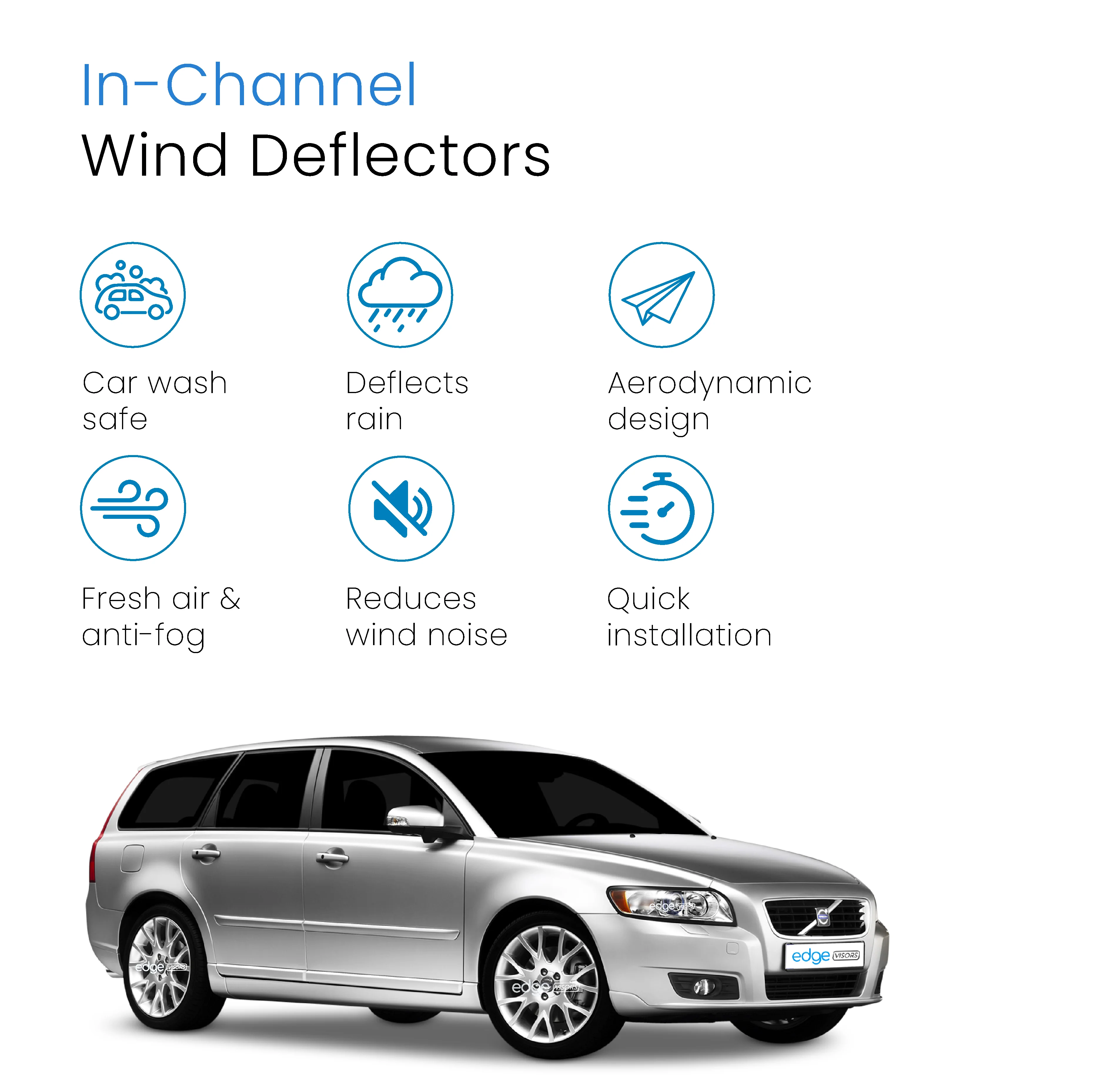 Volvo V50 2004-2012 5 Door Estate Wind Deflectors 4pc - Image 3