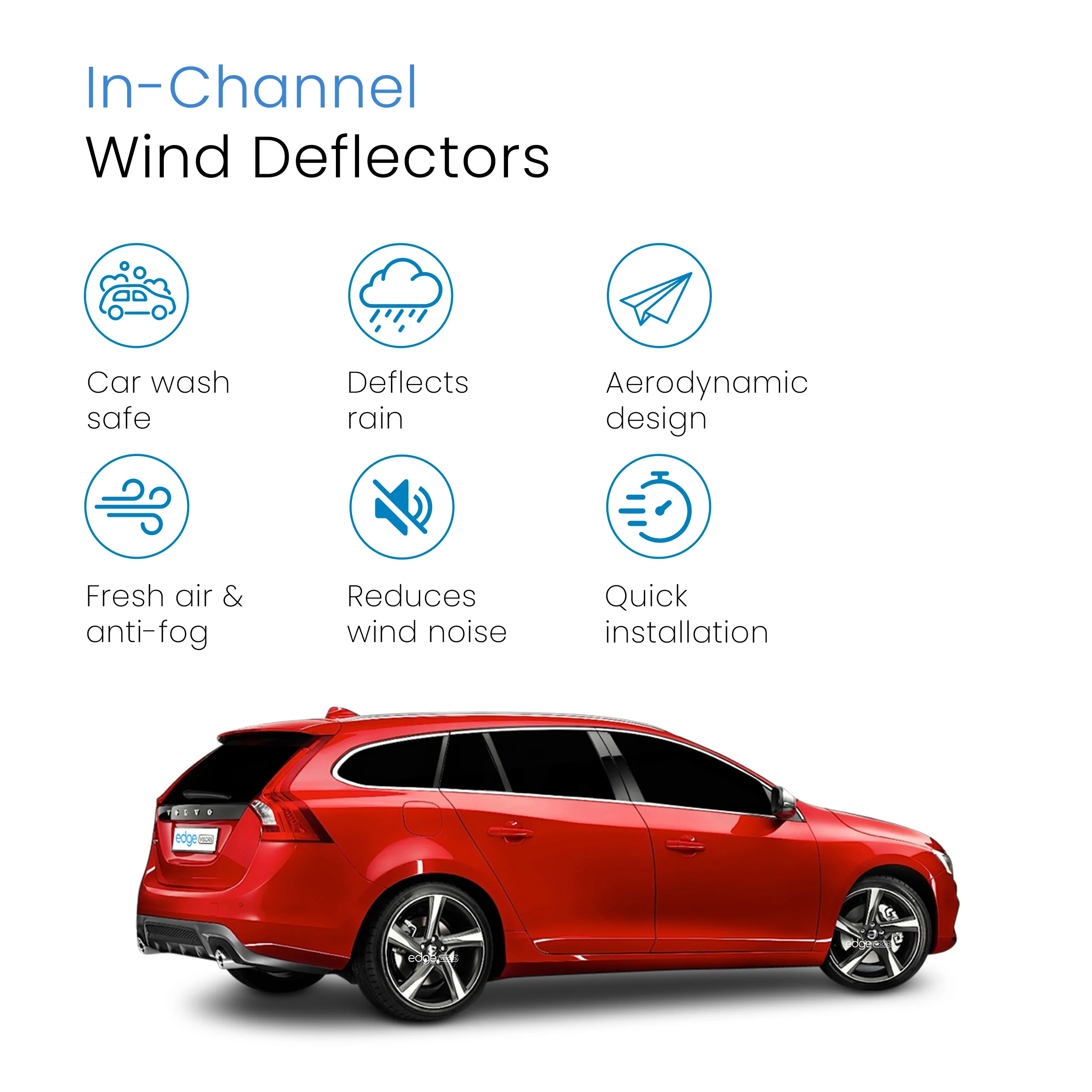 Volvo V60 MK1 2010-2017 5 Door Estate Wind Deflectors 4pc - Image 3