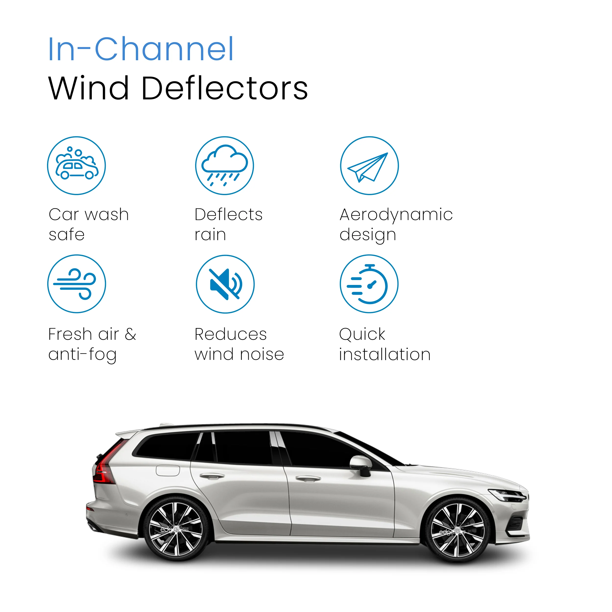 Volvo V60 MK2 2018-onwards 5 Door Estate Wind Deflectors 4pc - Image 3