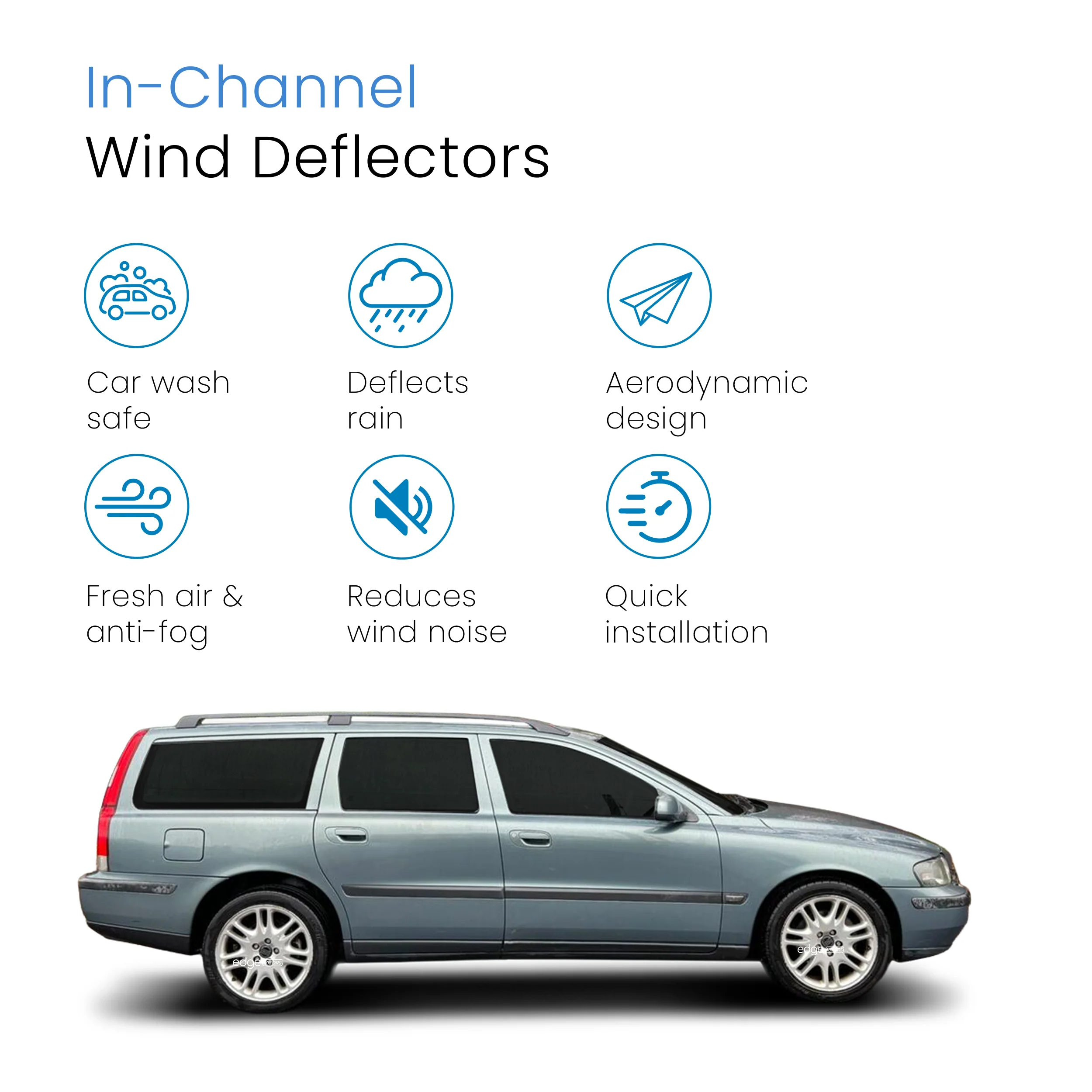 Volvo V70 / XC70 MK2 2000-2007 5 Door Estate Wind Deflectors 4pc - Image 3