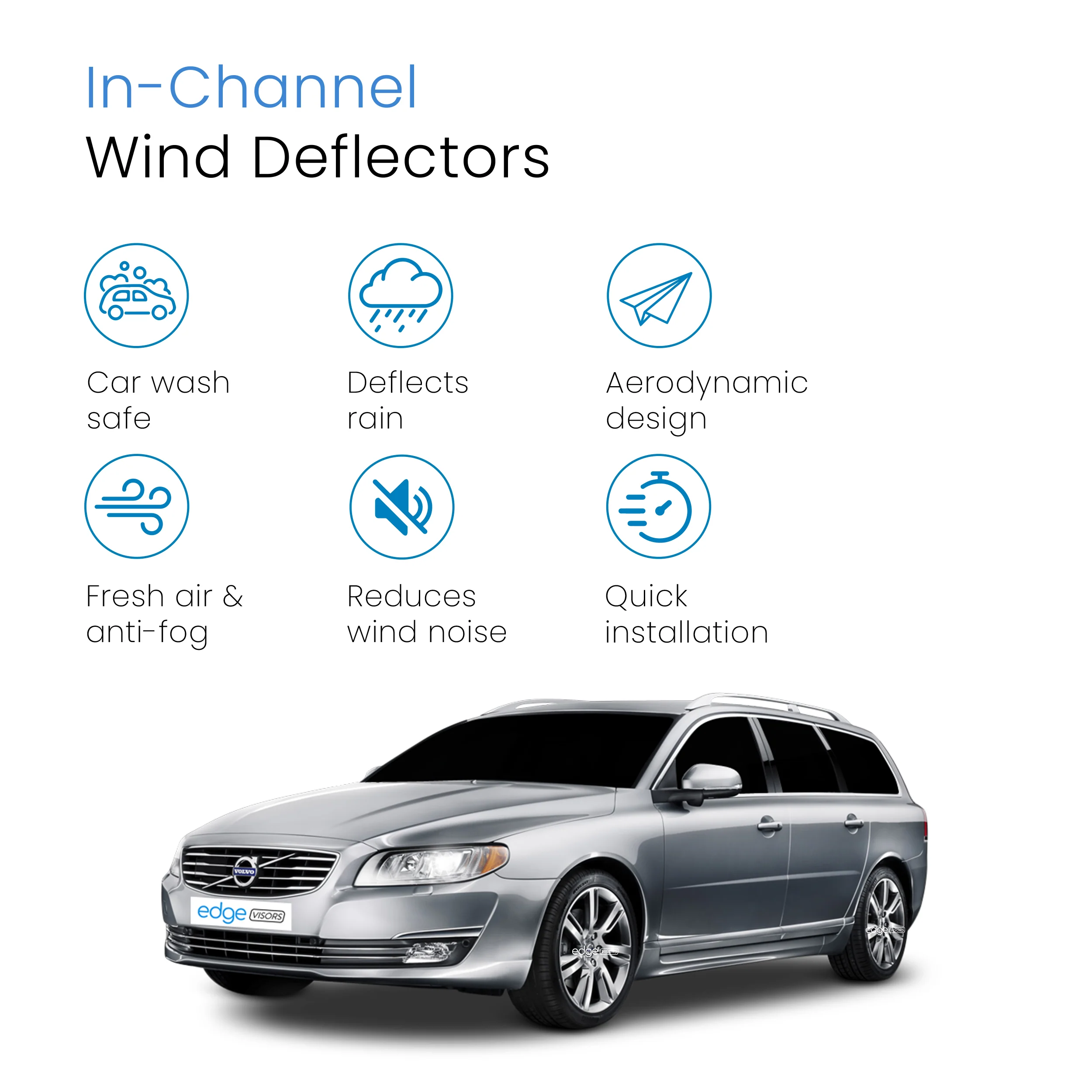 Volvo V70 / XC70 MK3 2007-2016 5 Door Estate Wind Deflectors 4pc - Image 3