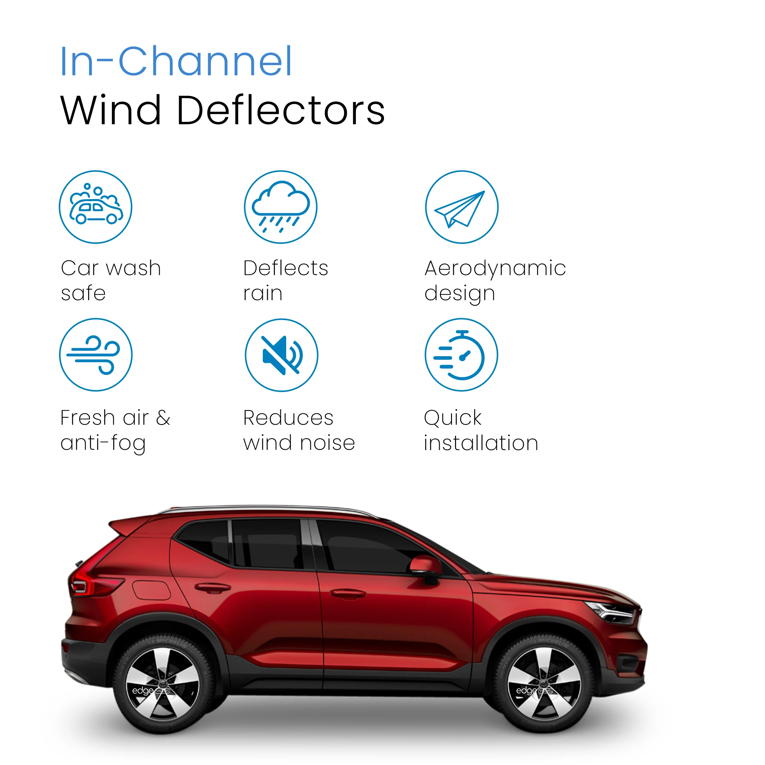 Volvo XC40 2017-2025 5 Door SUV Wind Deflectors 4pc - Image 3