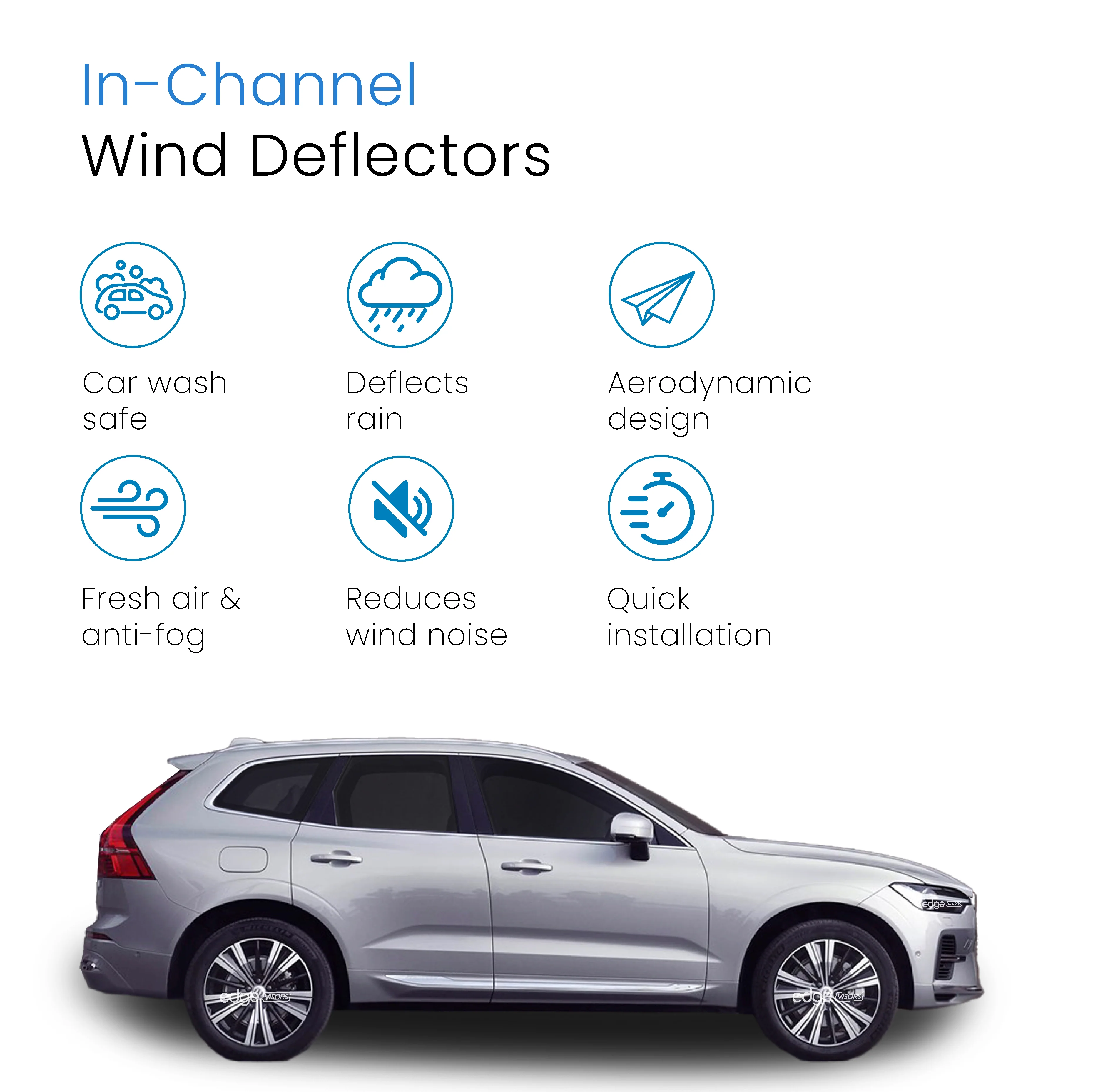 Volvo XC60 MK2 2017-onwards 5 Door SUV Wind Deflectors 4pc - Image 3