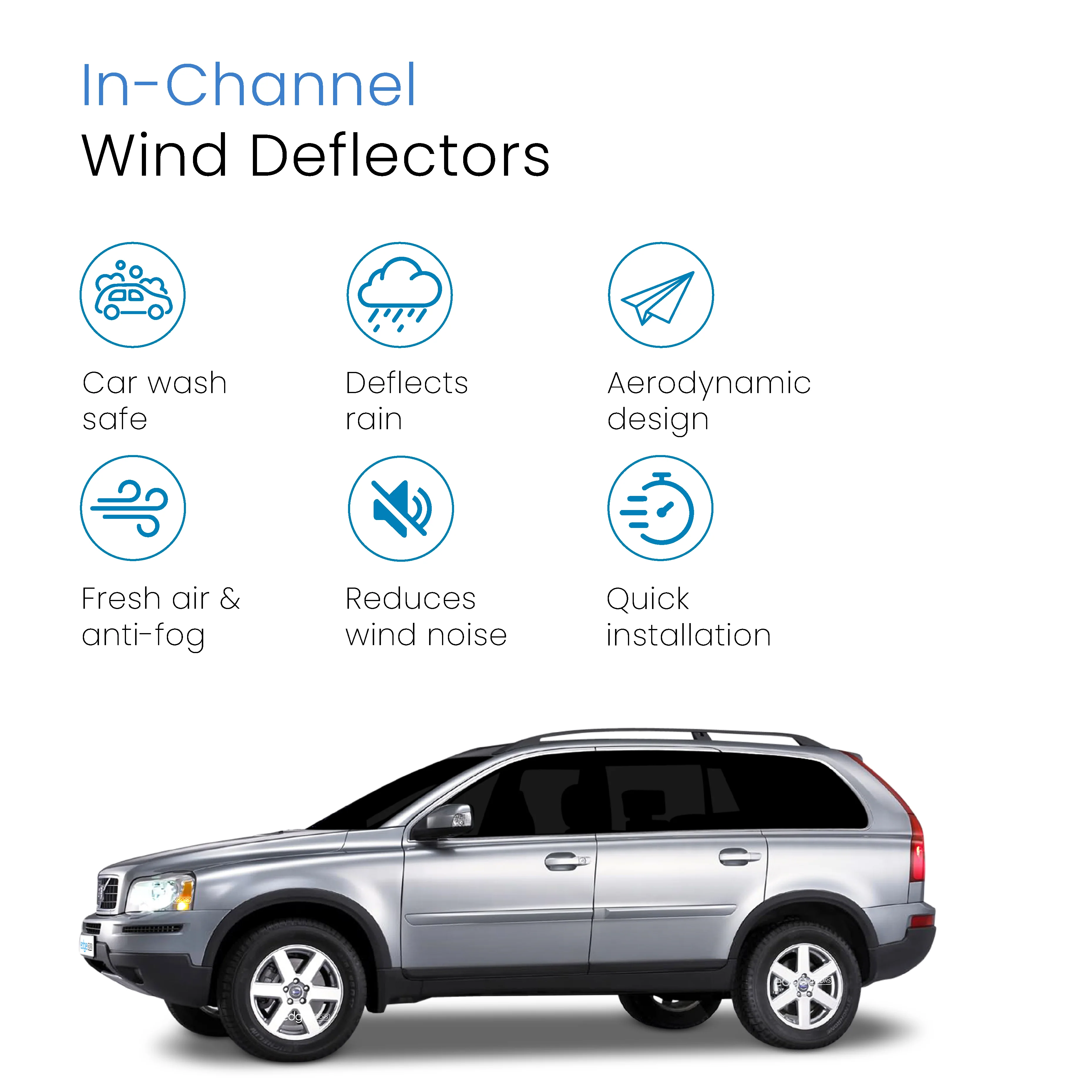 Volvo XC90 MK1 2003-2015 5 Door SUV Wind Deflectors 4pc - Image 3