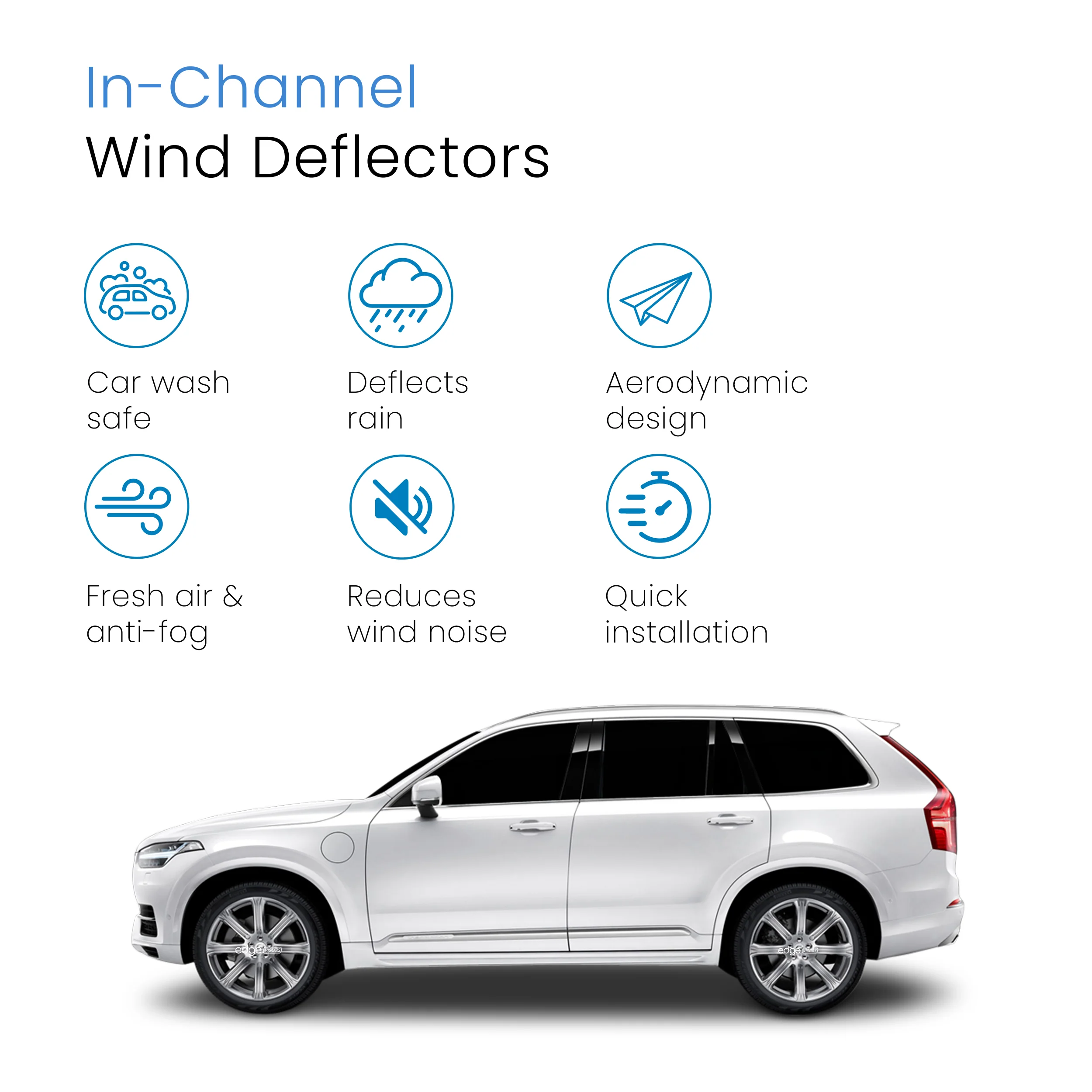 Volvo XC90 MK2 2015-onwards 5 Door SUV Wind Deflectors 4pc - Image 3