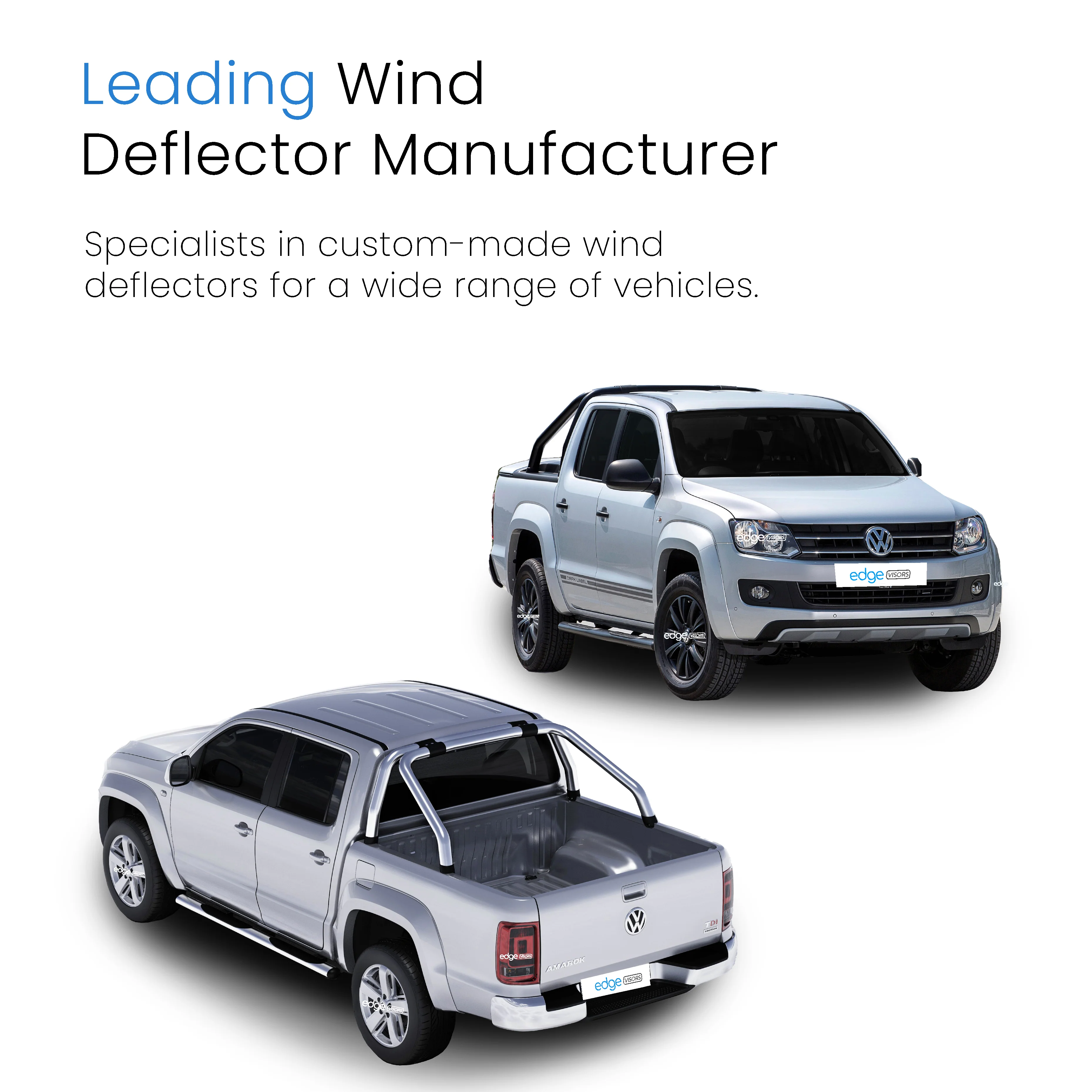 VW Amarok MK1 2009-2022 4 Door Pick-up Wind Deflectors 4pc - Image 4