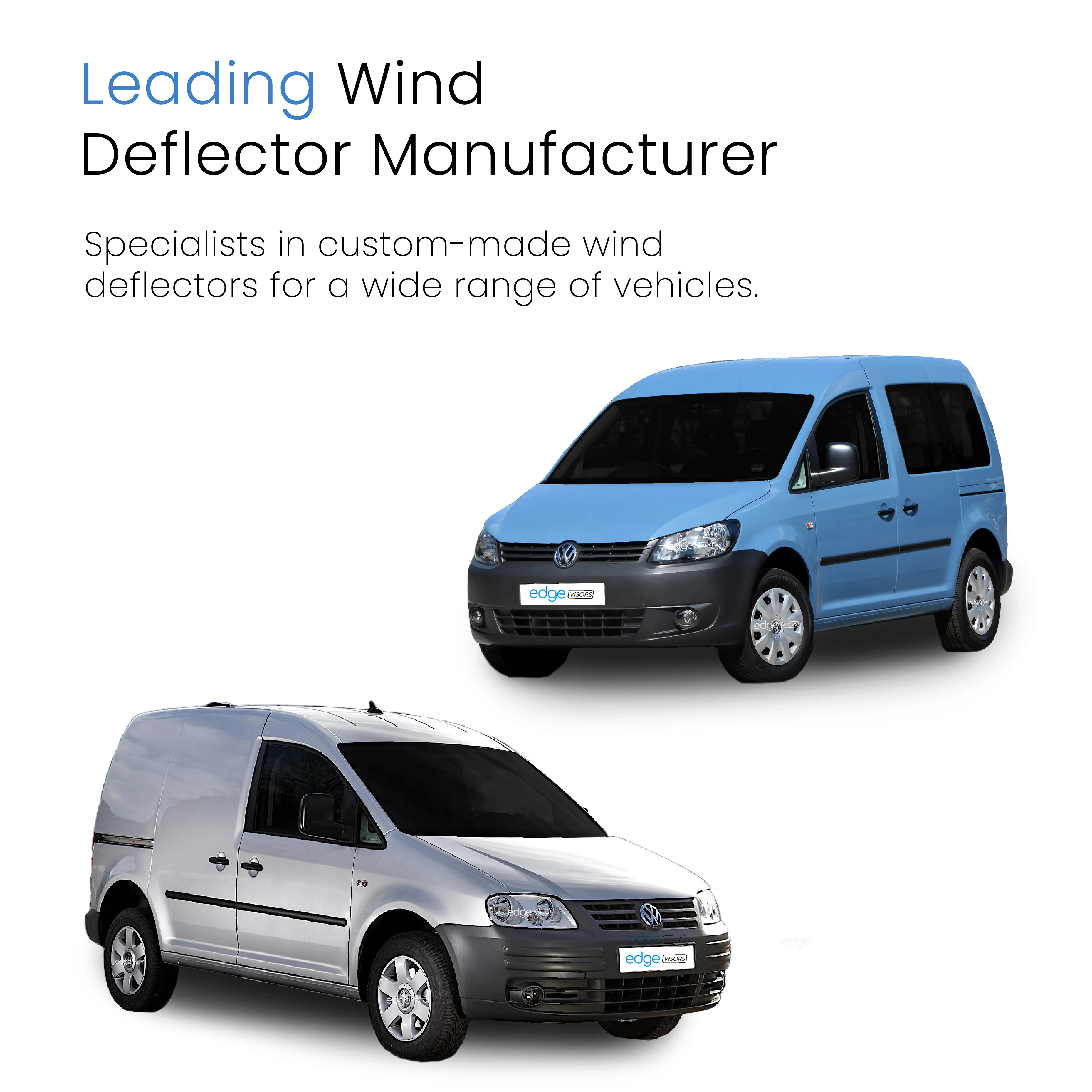 VW Caddy MK3 2004-2020 2 Door Van Wind Deflectors 2pc - Image 4