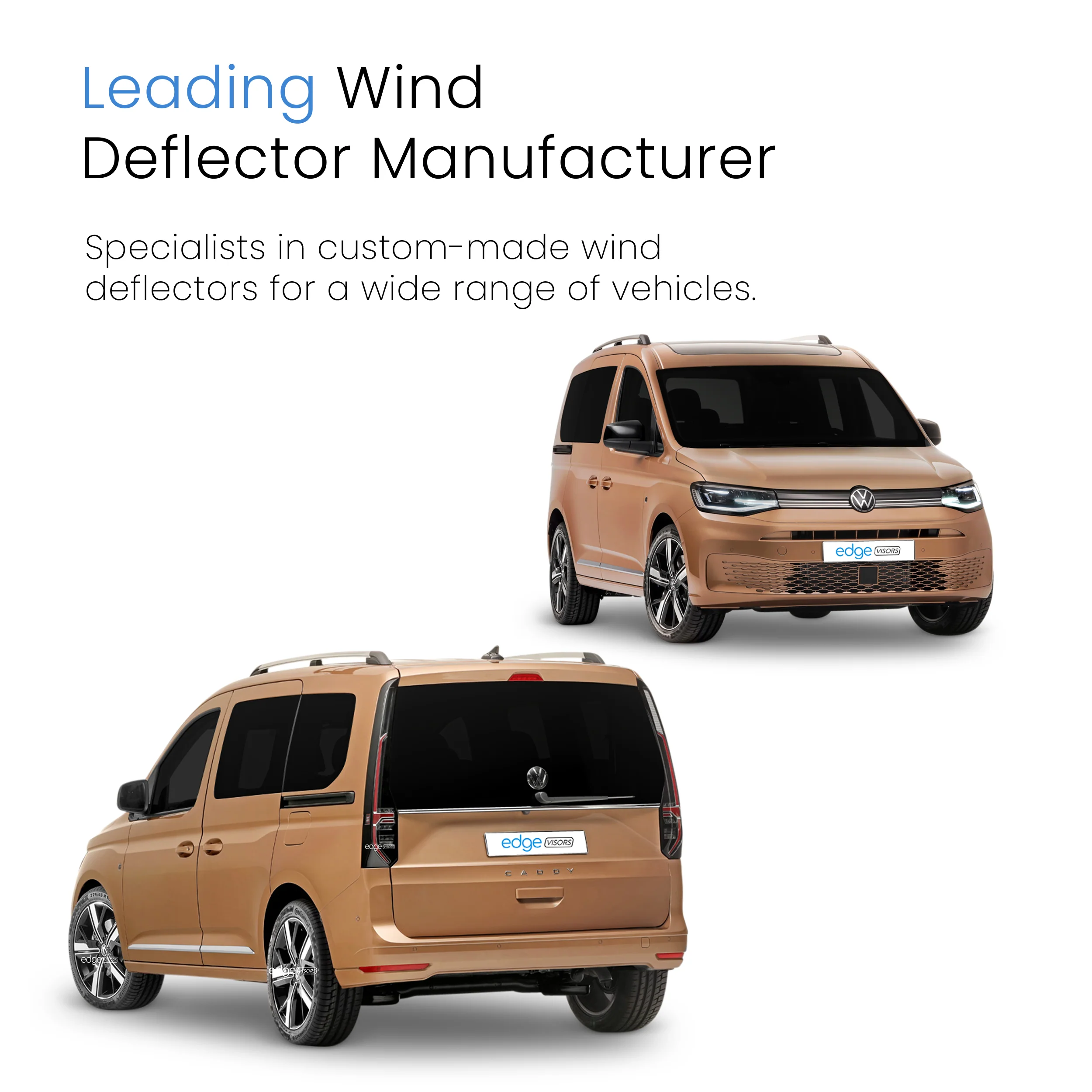 VW Caddy MK5 2020-2024 2 Door Van Wind Deflectors 2pc - Image 4
