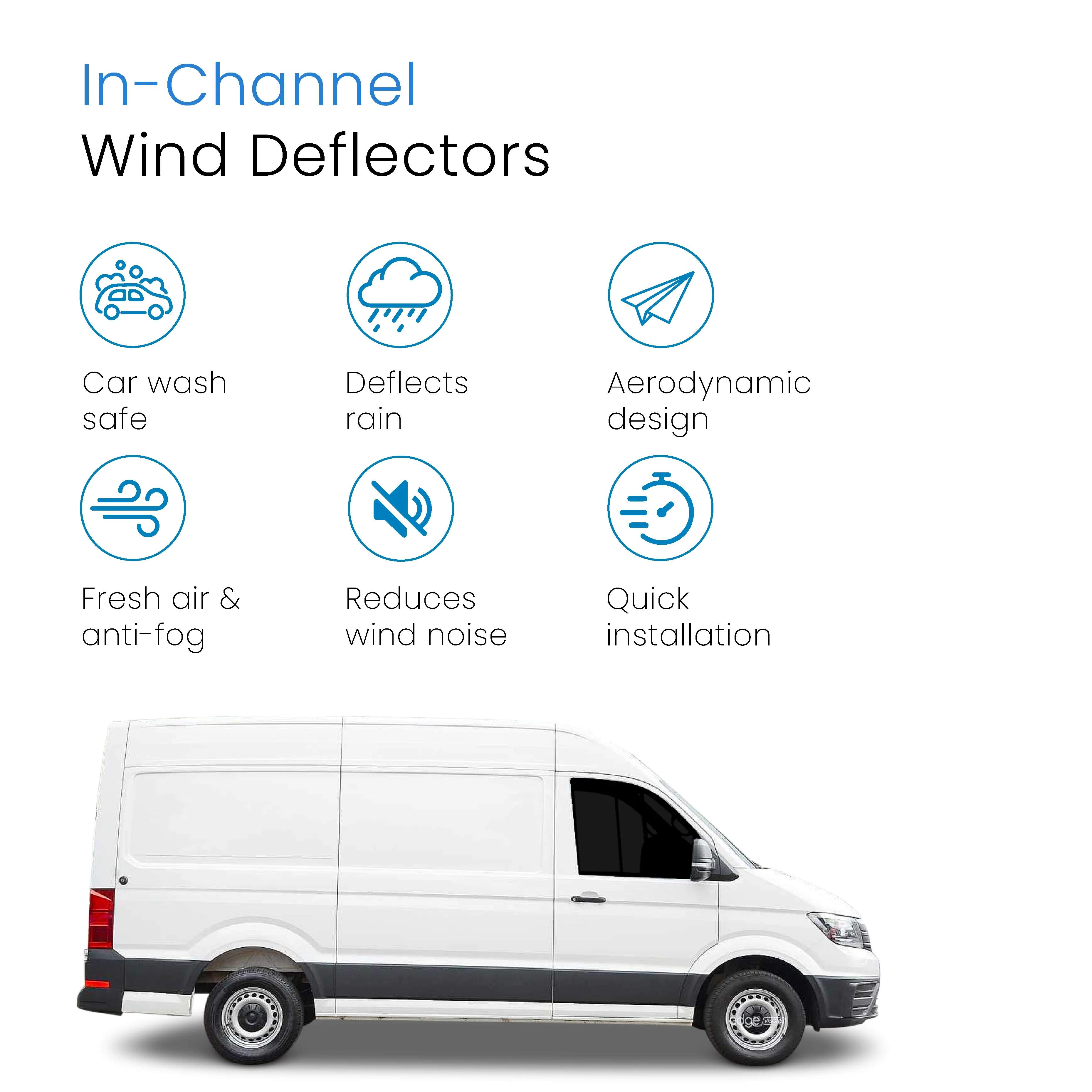 VW Crafter MK1 2006-2016 2 Door Van Wind Deflectors 2pc - Image 3