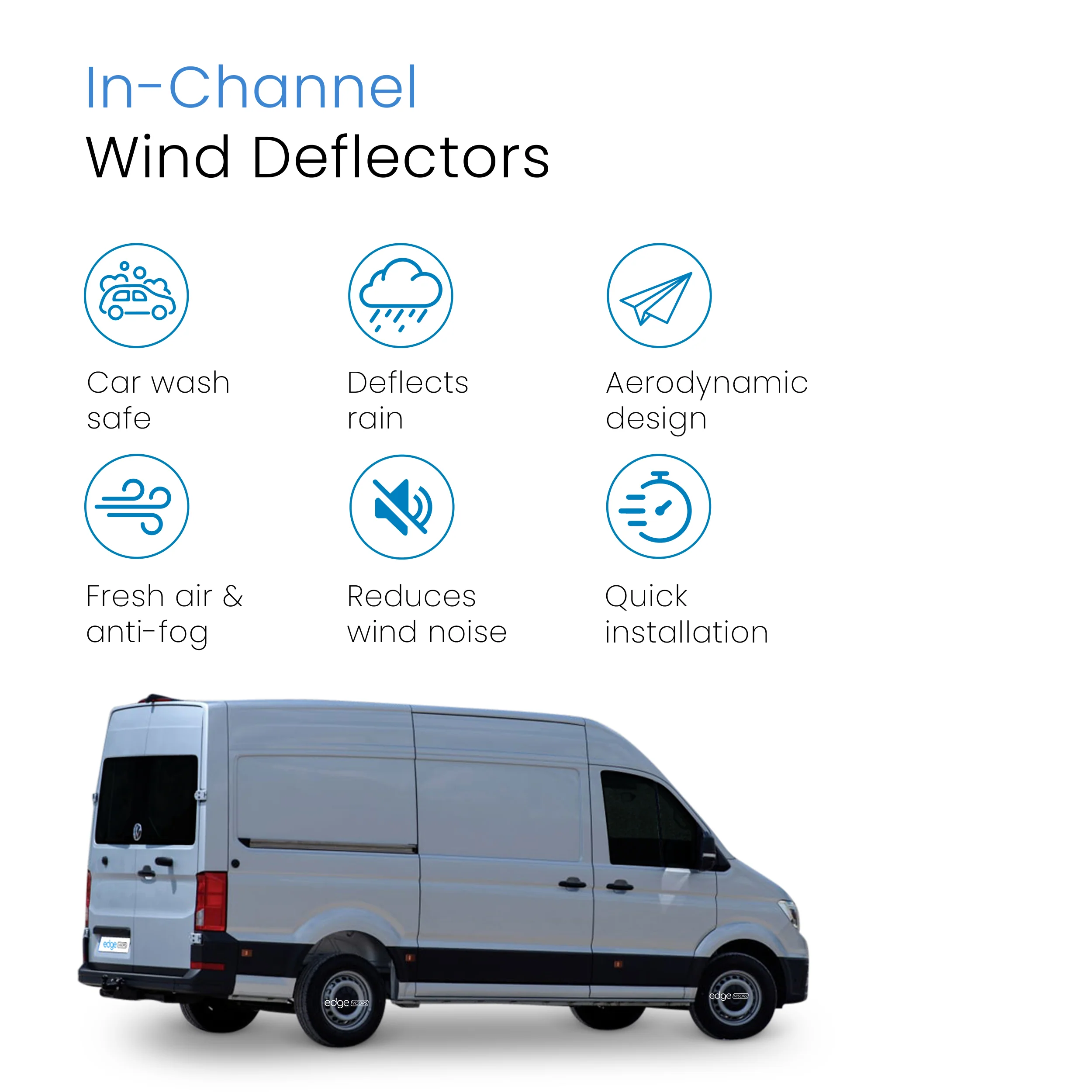 VW Crafter MK2 2017-2024 2 Door Van Wind Deflectors 2pc - Image 3