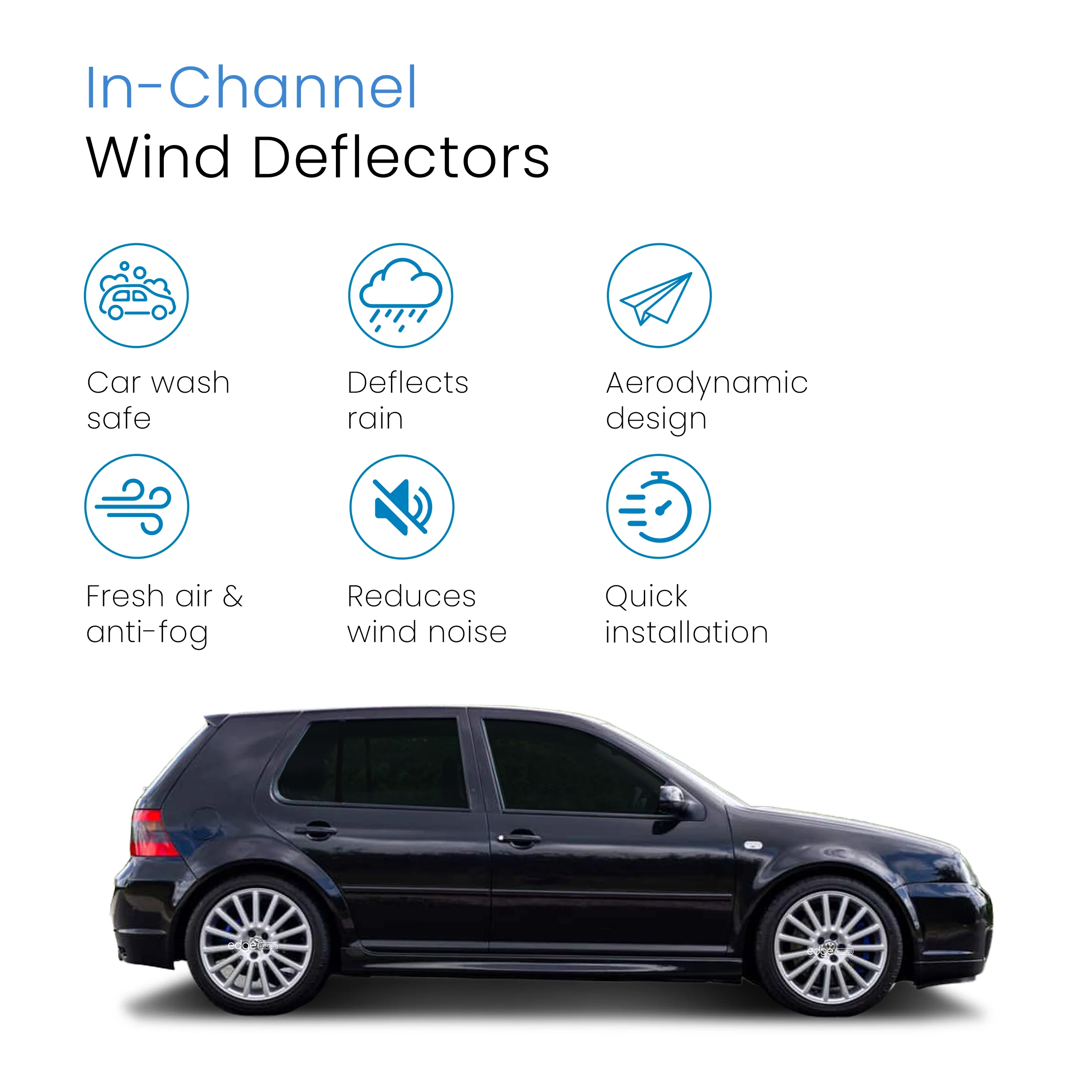 VW Golf MK4 1997-2004 5 Door Hatchback Wind Deflectors 4pc - Image 3