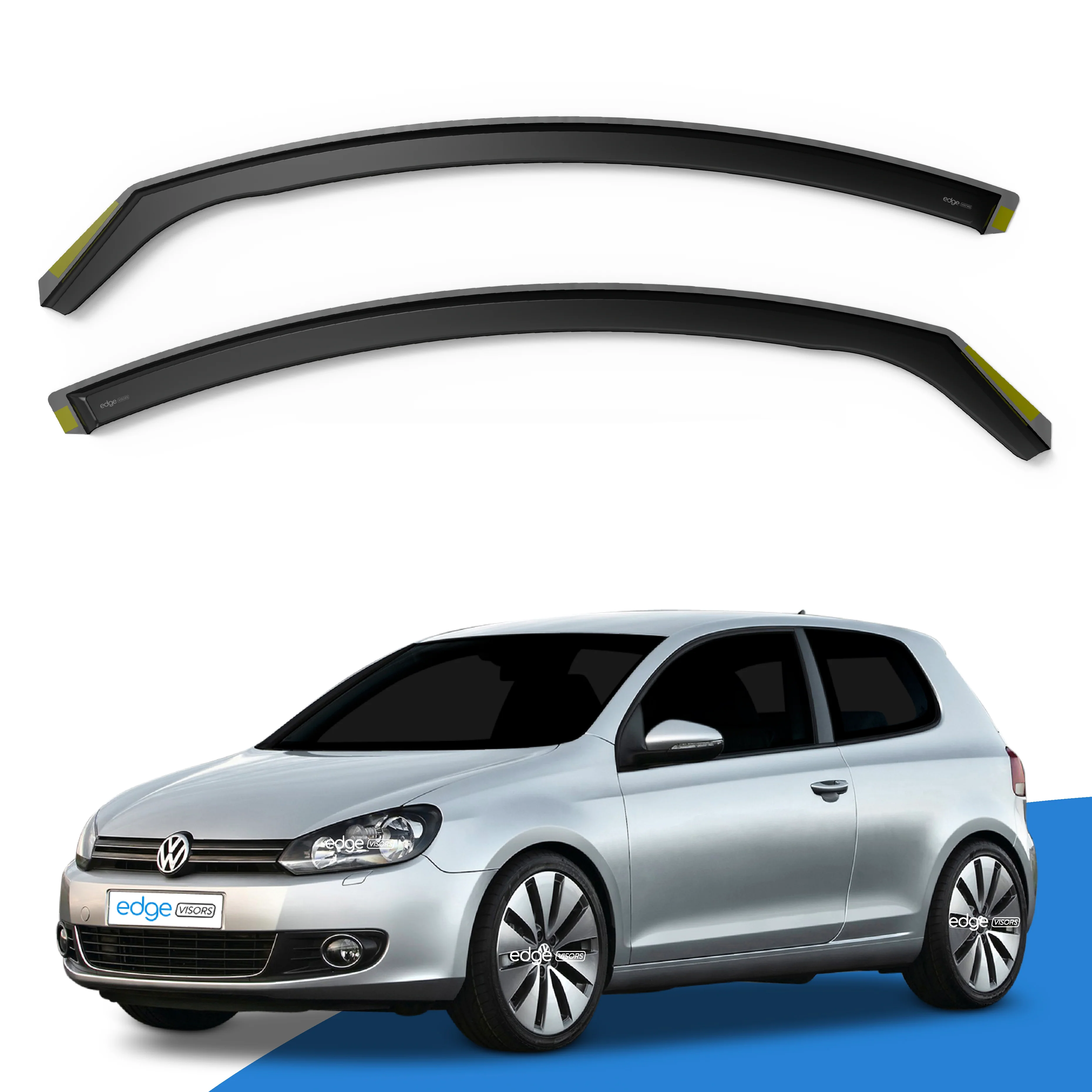 VW Golf MK6 2008-2012 3 Door Hatchback Wind Deflectors 2pc - Image 2