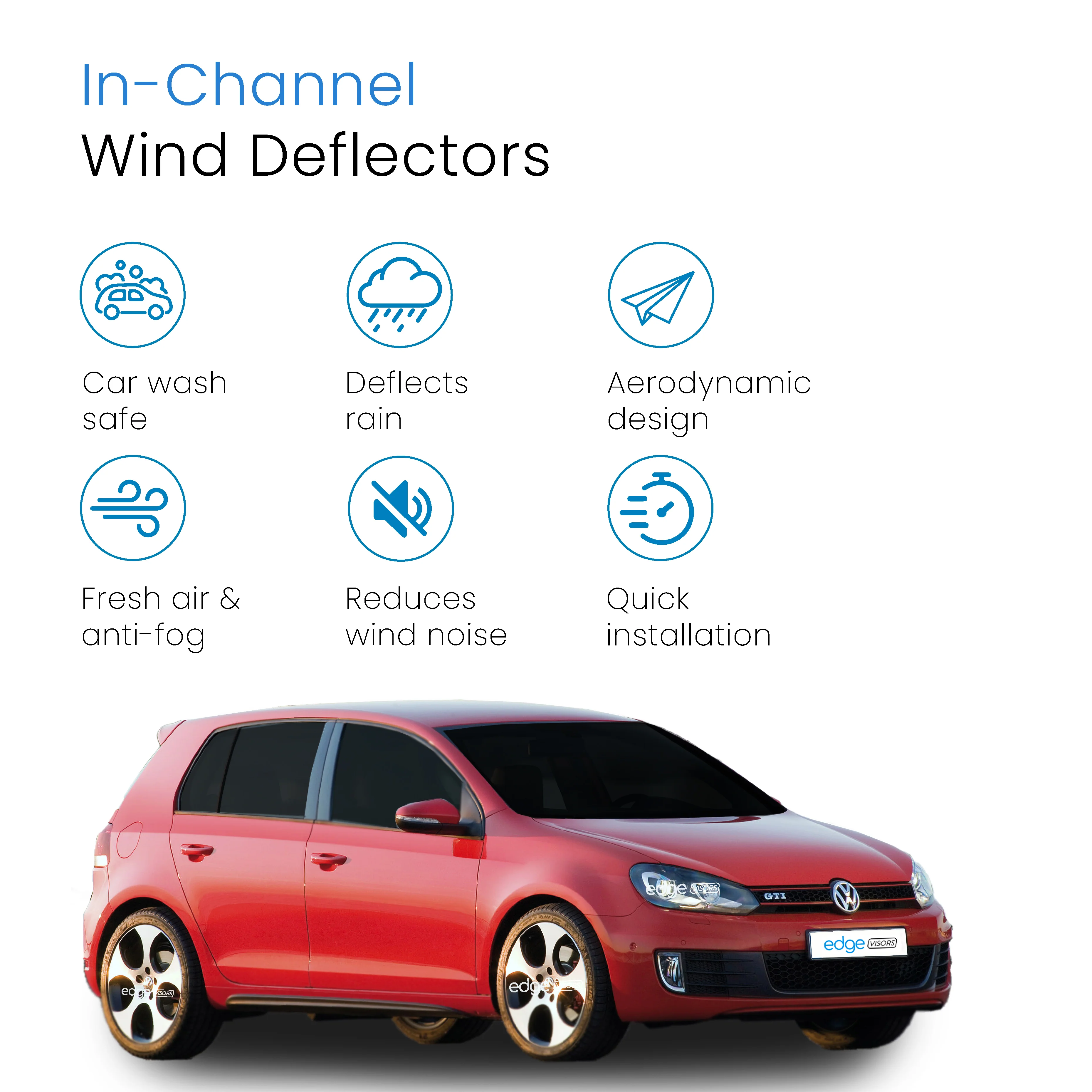 VW Golf MK6 2008-2012 5 Door Hatchback Wind Deflectors 4pc - Image 3