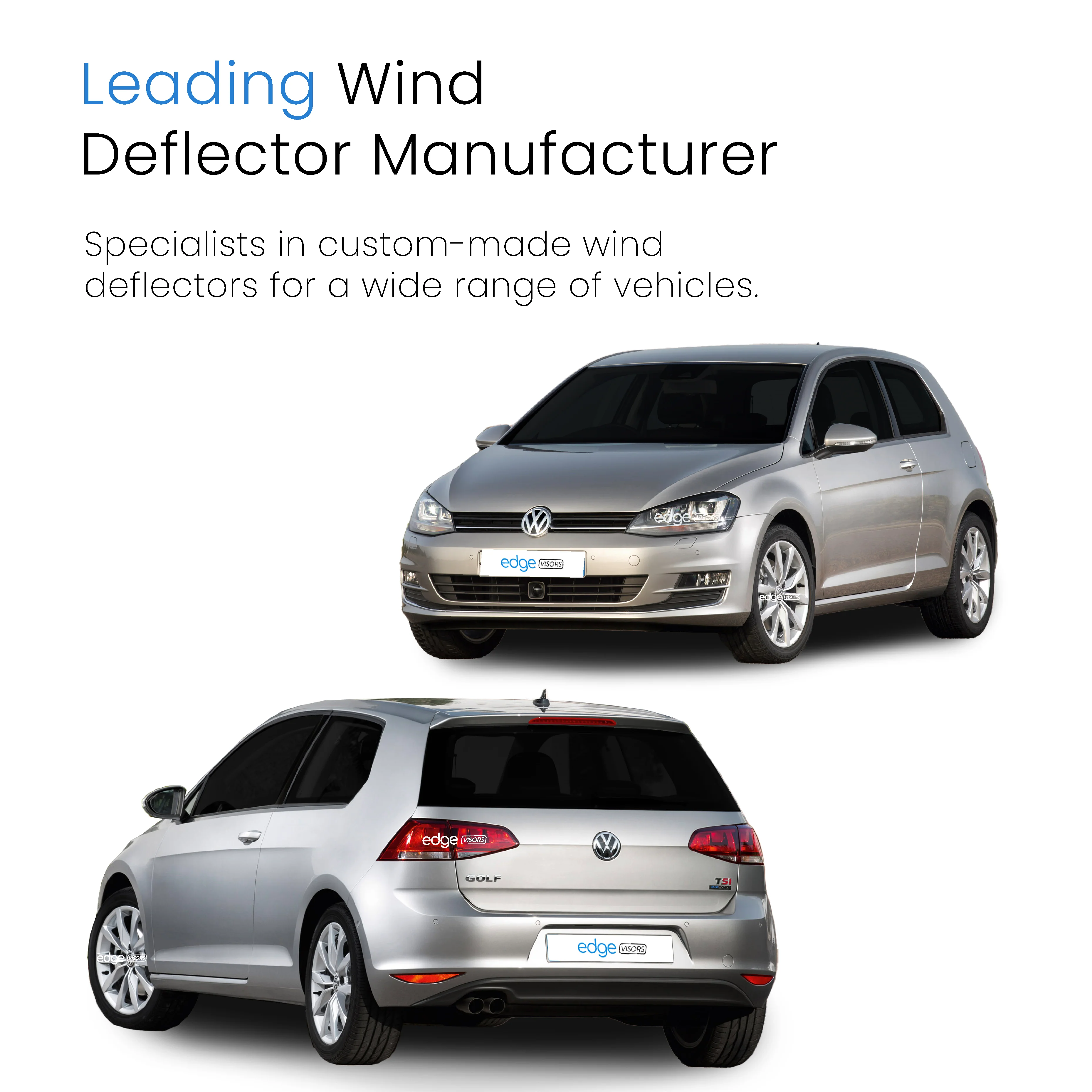 VW Golf MK7 2013-2019 3 Door Hatchback Wind Deflectors 2pc - Image 4