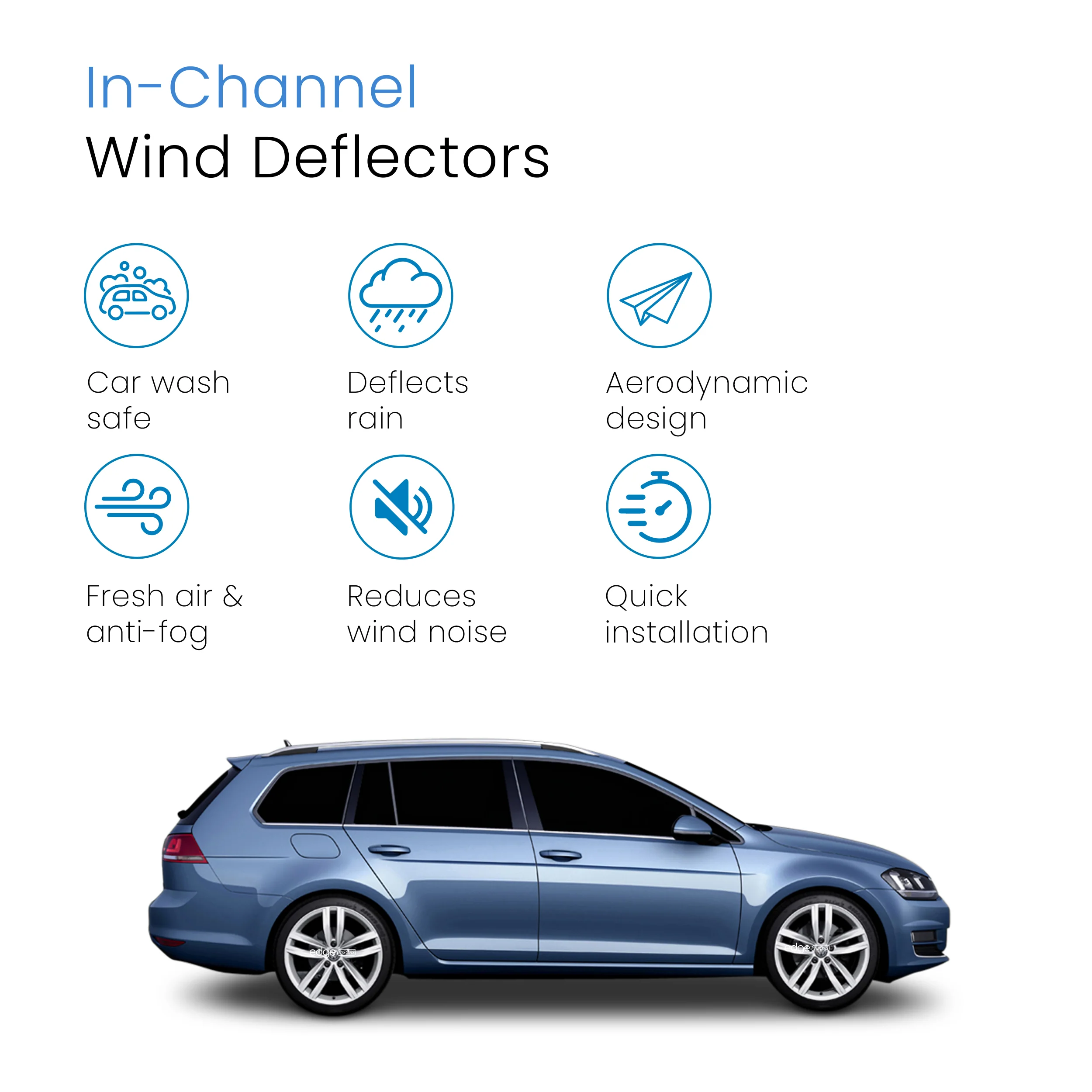 VW Golf MK7 2013-2019 5 Door Estate Wind Deflectors 4pc - Image 3