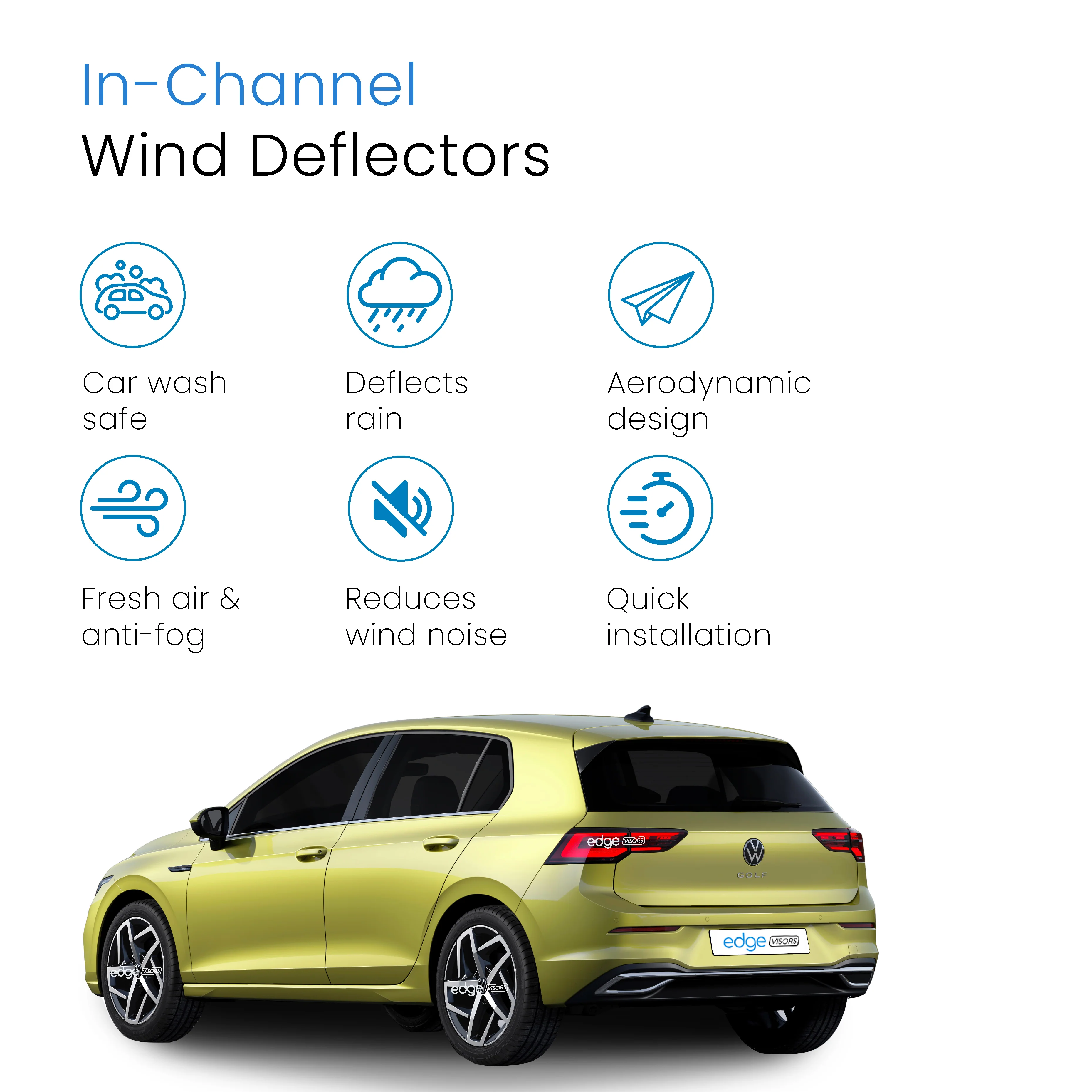 VW Golf MK8 2020-onwards 5 Door Hatchback Wind Deflectors 4pc - Image 3