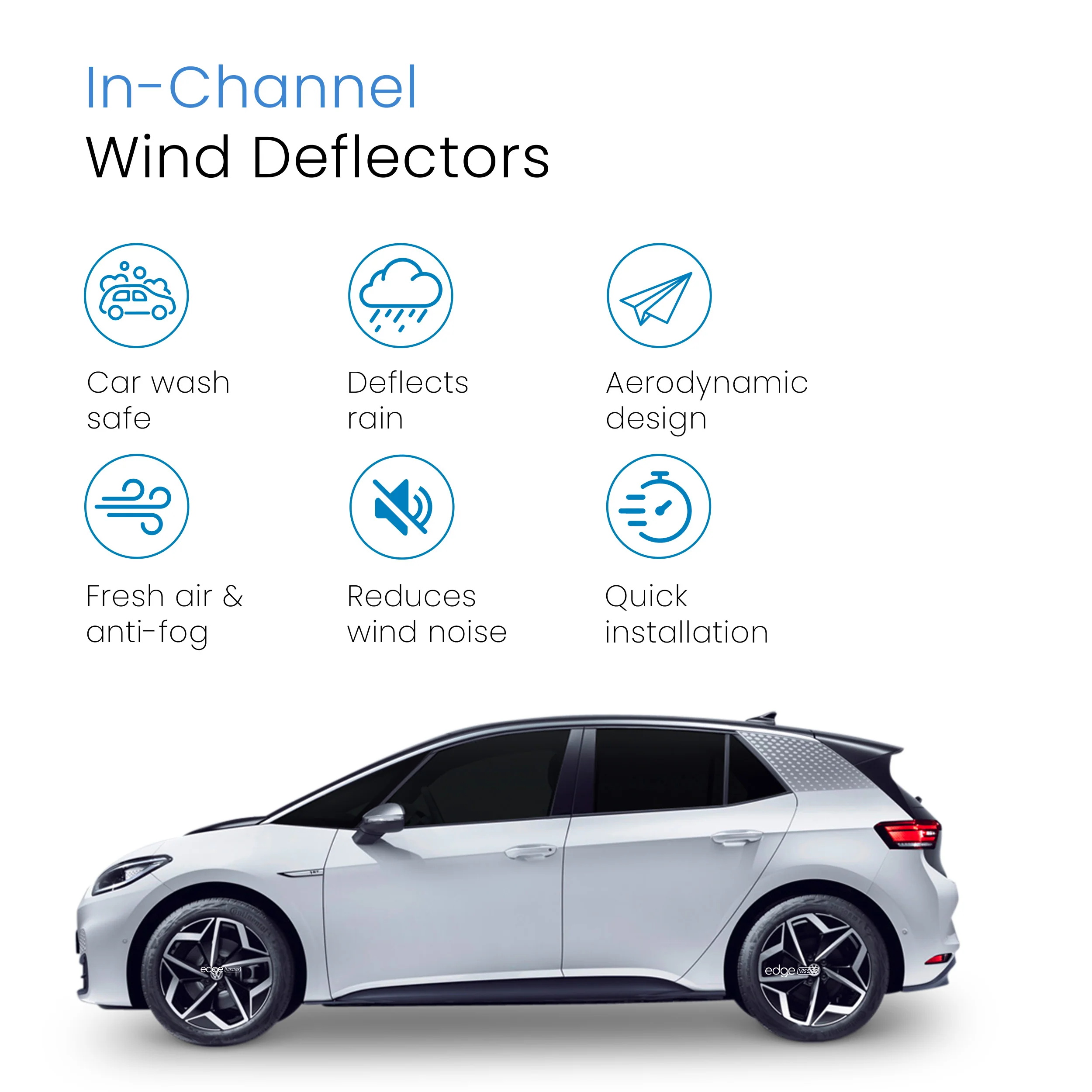 VW ID.3 Electric 2020-onwards 5 Door Hatchback Wind Deflectors 4pc - Image 3