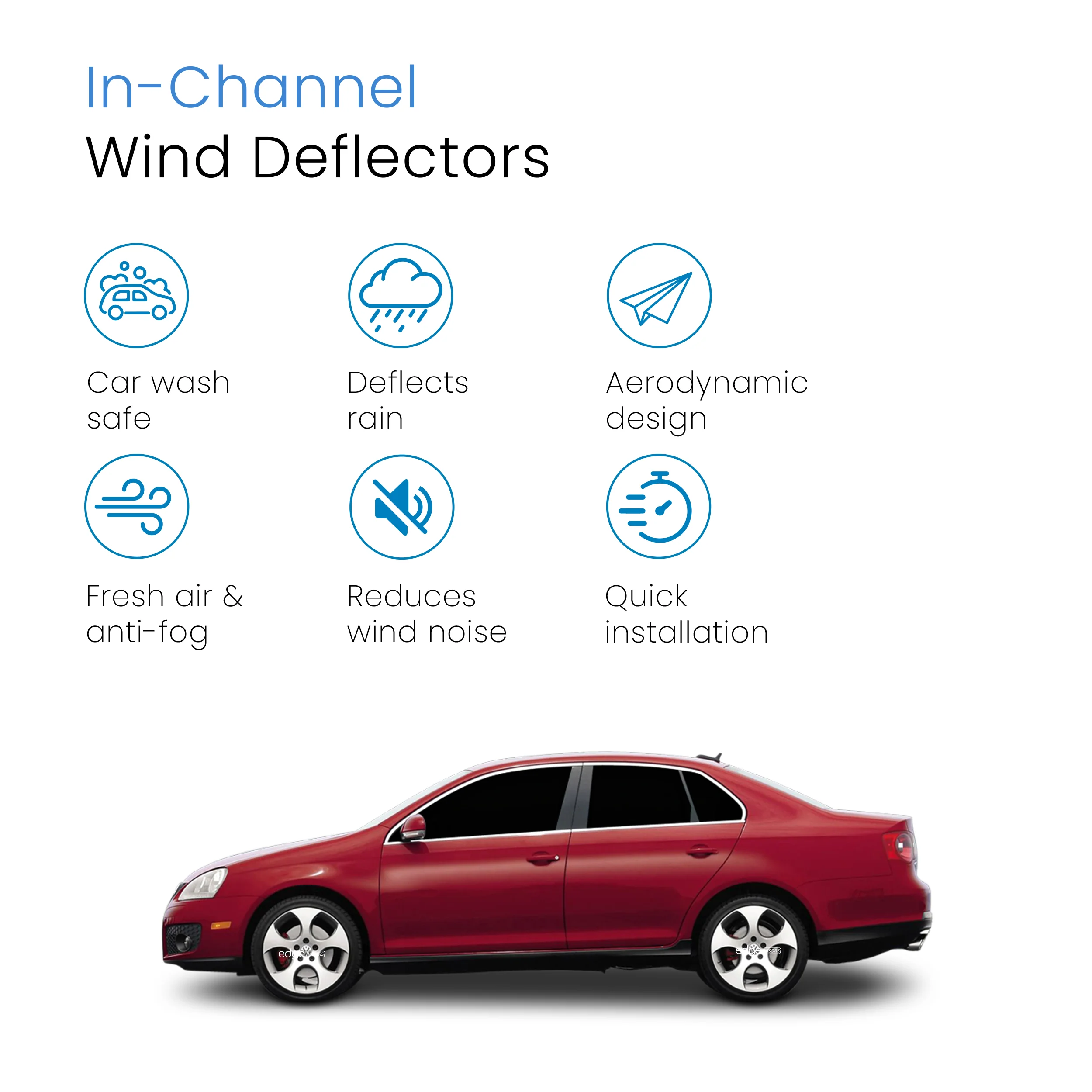 VW Jetta MK5 2005-2011 4 Door Saloon Wind Deflectors 4pc - Image 3
