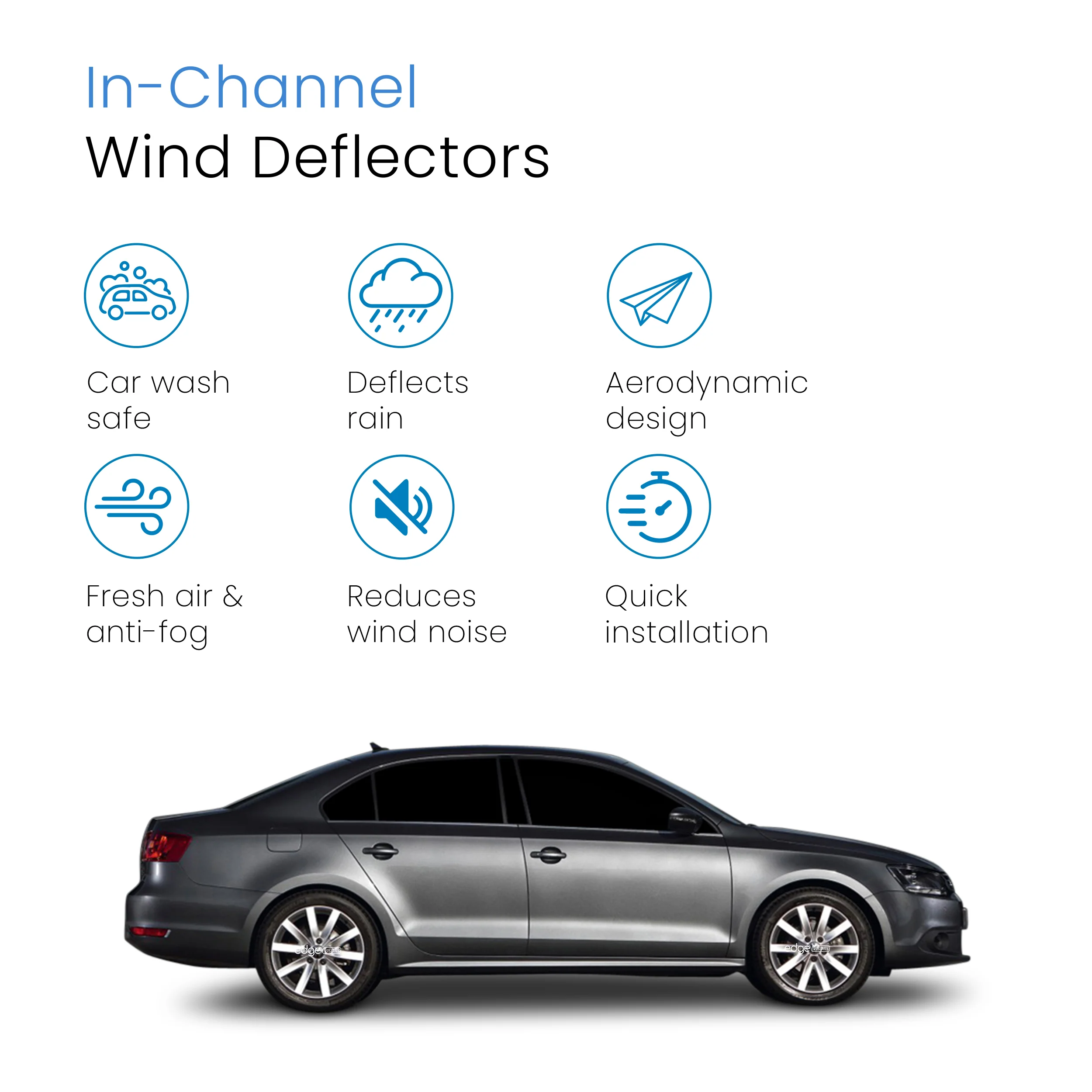 VW Jetta MK6 2011-2018 4 Door Saloon Wind Deflectors 4pc - Image 3