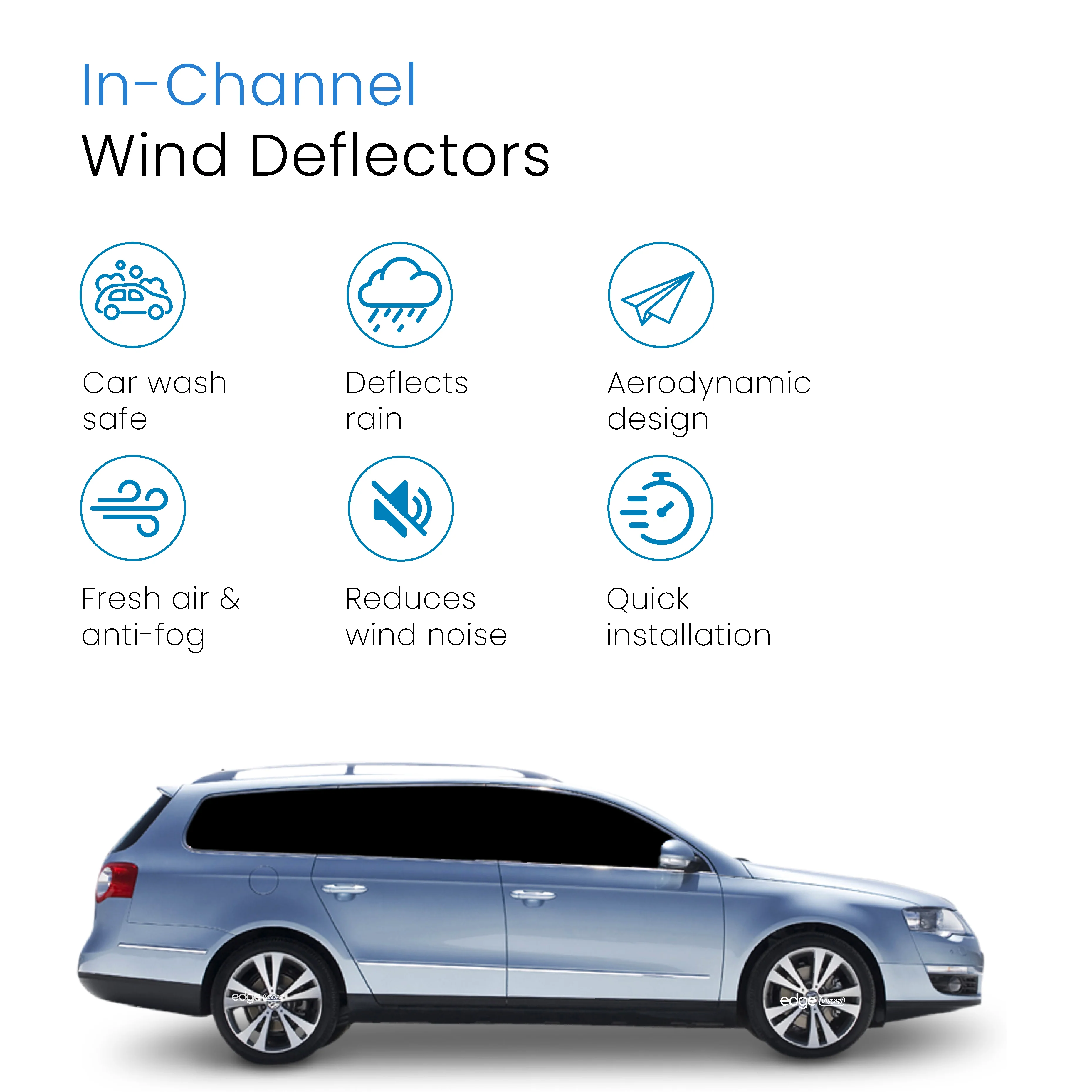 VW Passat B6 / B7 2005-2014 5 Door Estate Wind Deflectors 4pc - Image 3