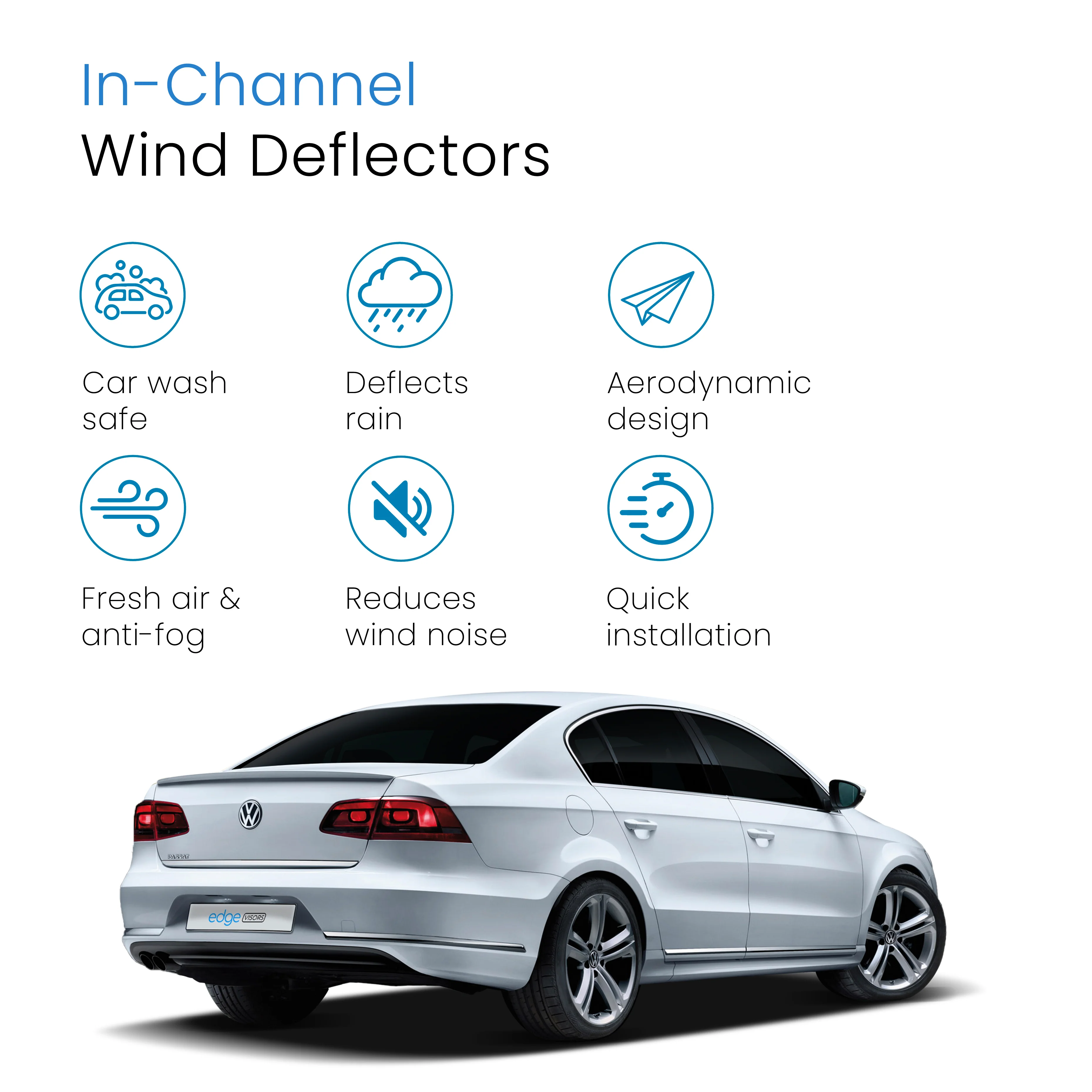 VW Passat B6 / B7 2005-2014 5 Door Saloon Wind Deflectors 4pc - Image 3