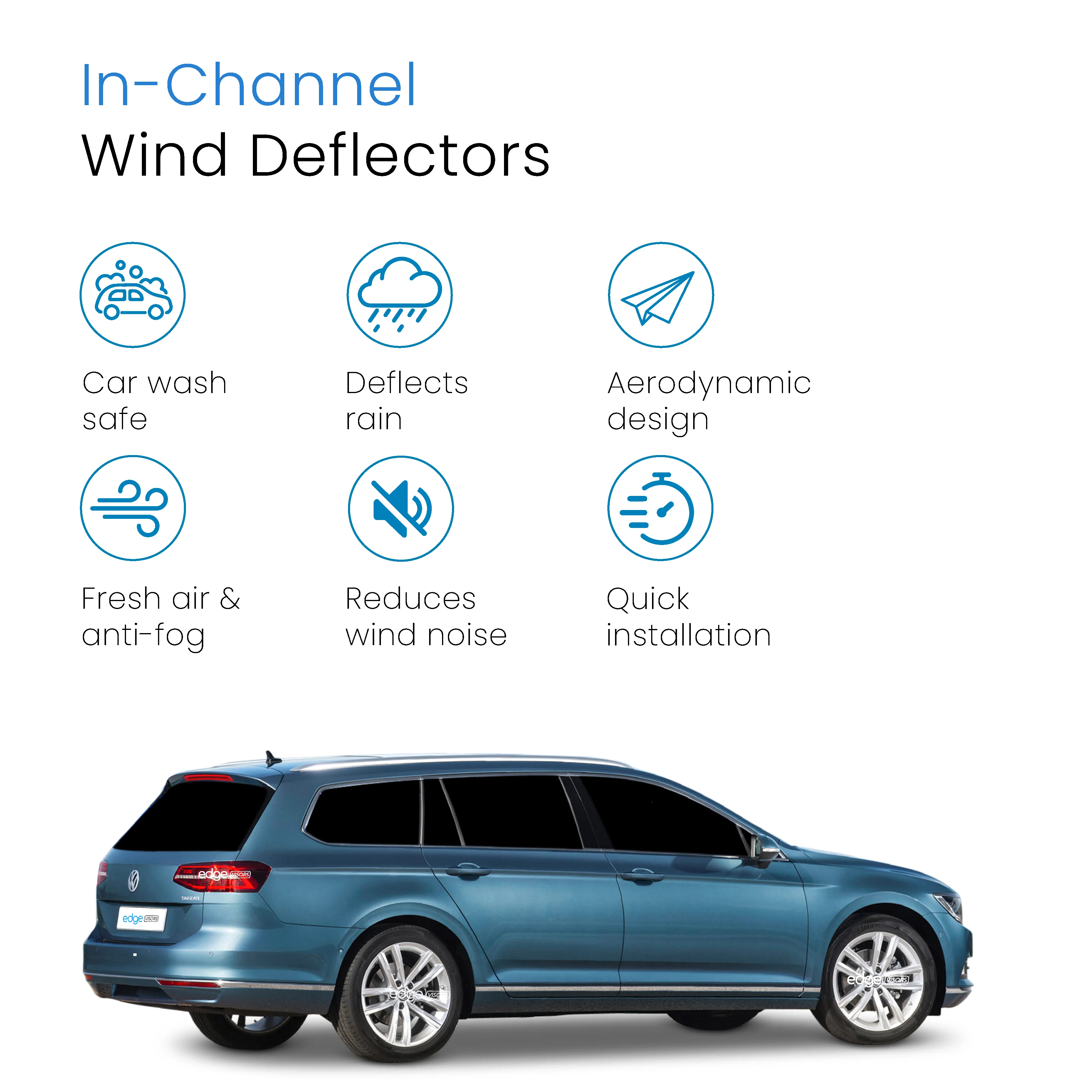 VW Passat B8 2014-2023 5 Door Estate Wind Deflectors 4pc - Image 3
