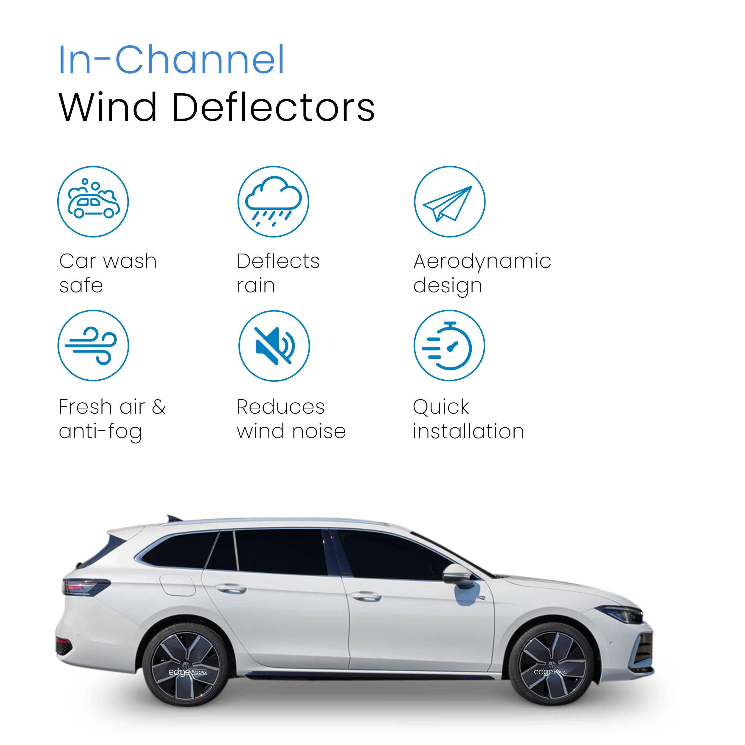 VW Passat B9 2023-Onwards 5 Door Estate Wind Deflectors 4pc - Image 3