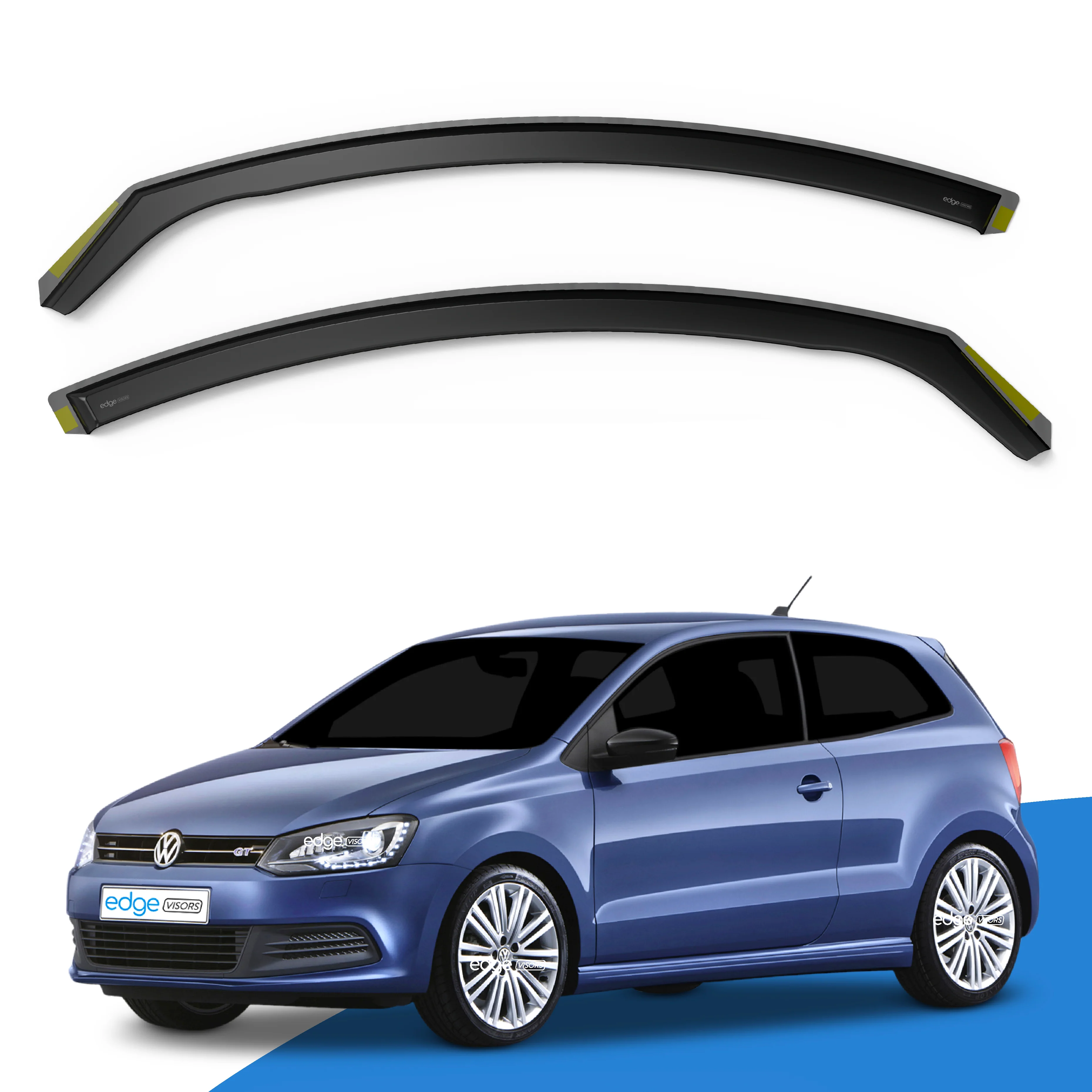 VW Polo MK5 6R / 6C 2009-2017 3 Door Hatchback Wind Deflectors 2pc - Image 2