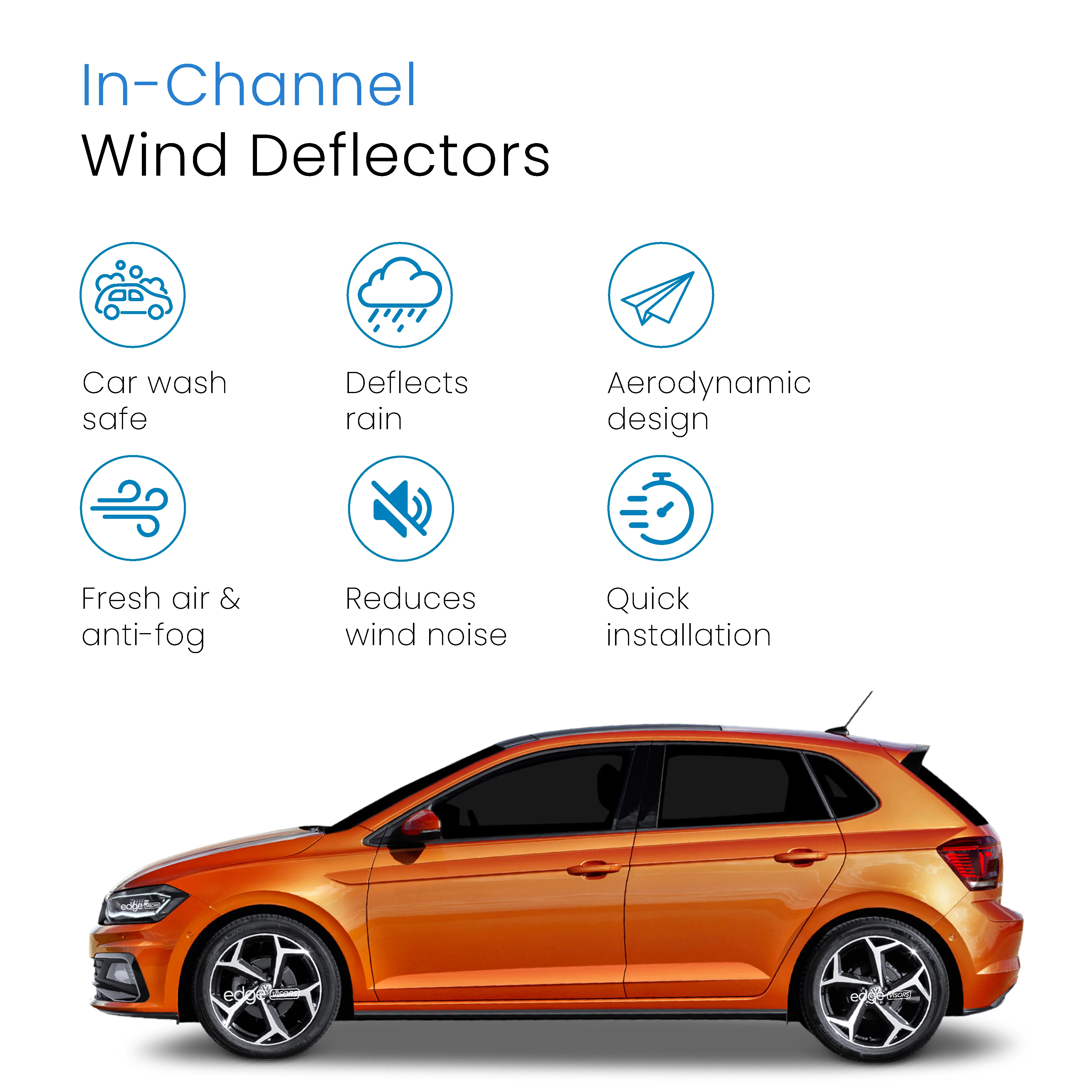 VW Polo MK6 2017-2025 5 Door Hatchback Wind Deflectors 4pc - Image 3