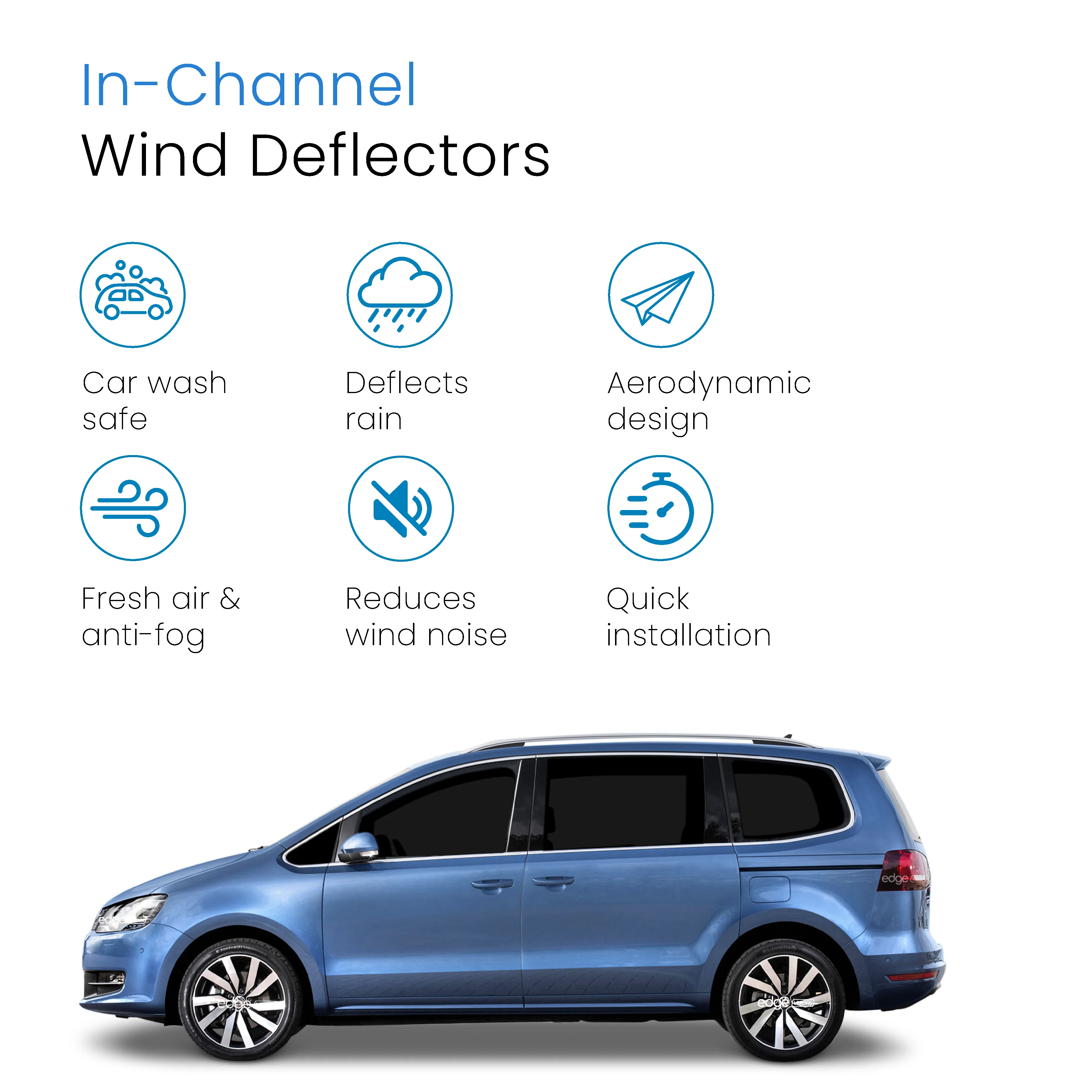 VW Sharan MK2 2010-onwards 5 Door MPV Wind Deflectors 4pc - Image 3