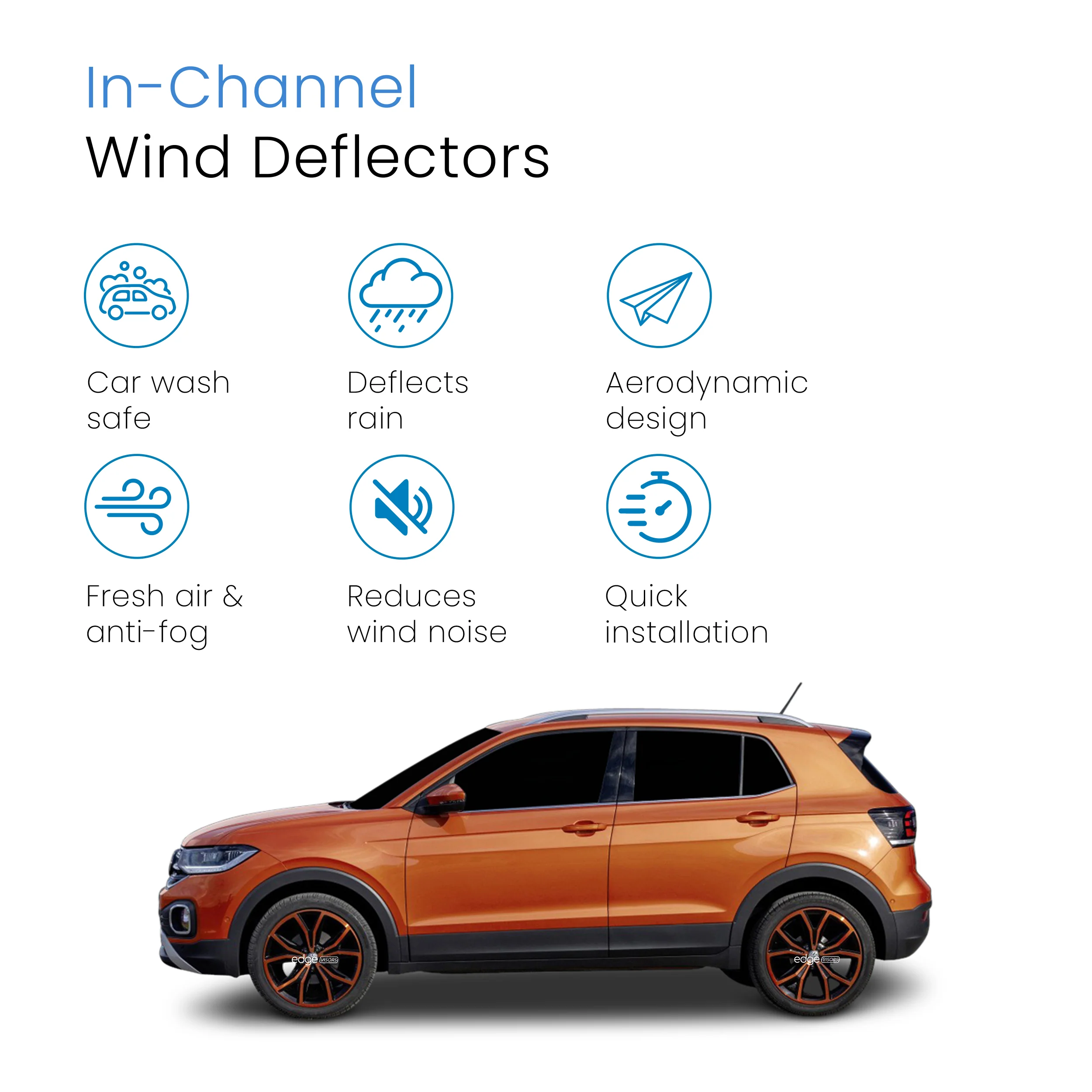 VW T-Cross 2019-onwards 5 Door SUV Wind Deflectors 4pc - Image 3