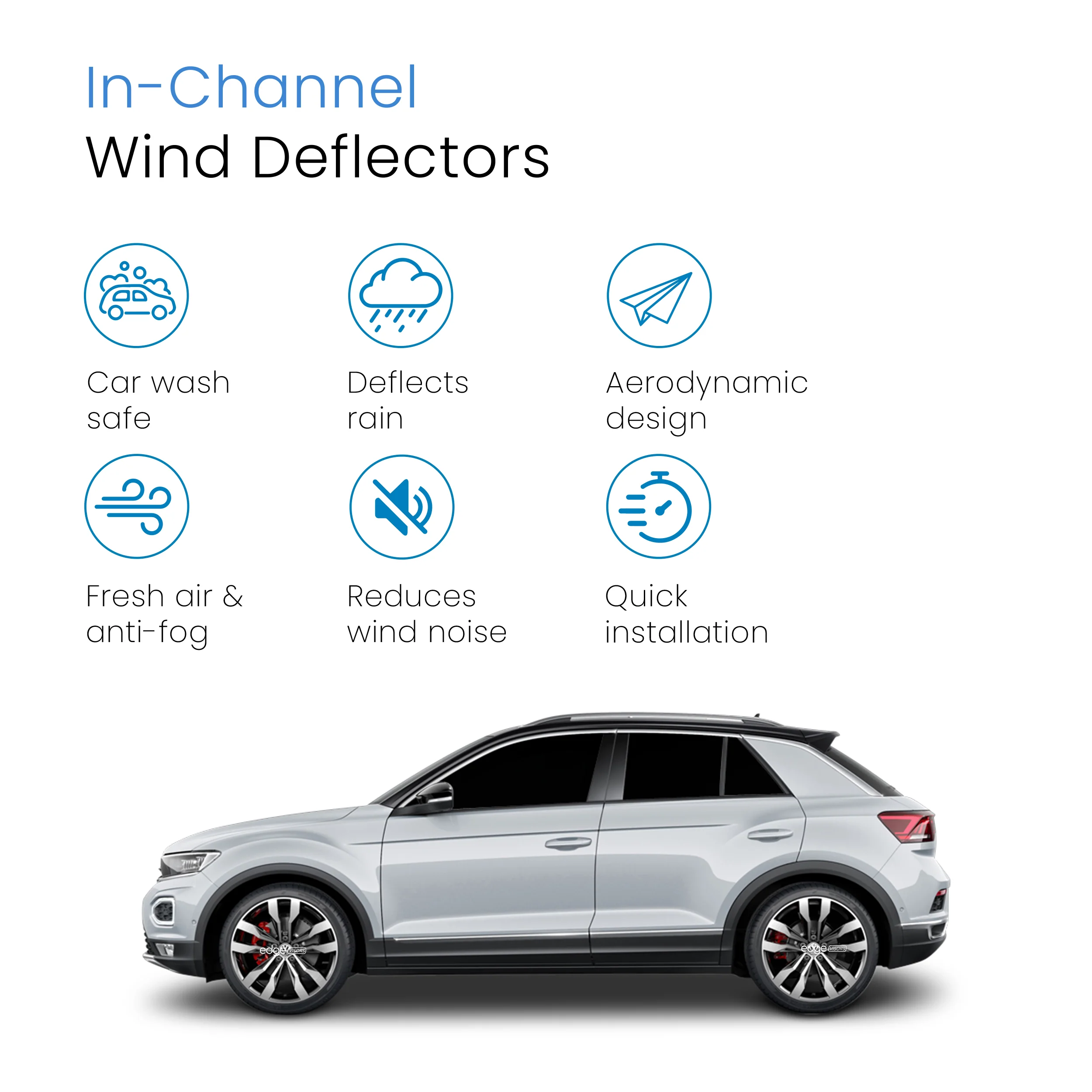 VW T-Roc MK1 2017-2025 5 Door SUV Wind Deflectors 4pc - Image 3
