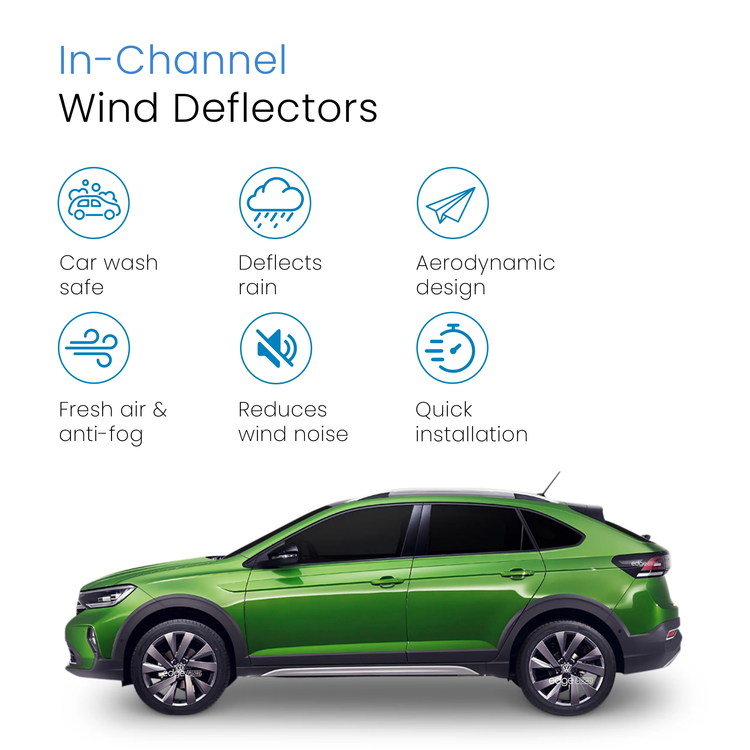 VW Taigo 2020-Onwards 5 Door SUV Wind Deflectors 4pc - Image 3