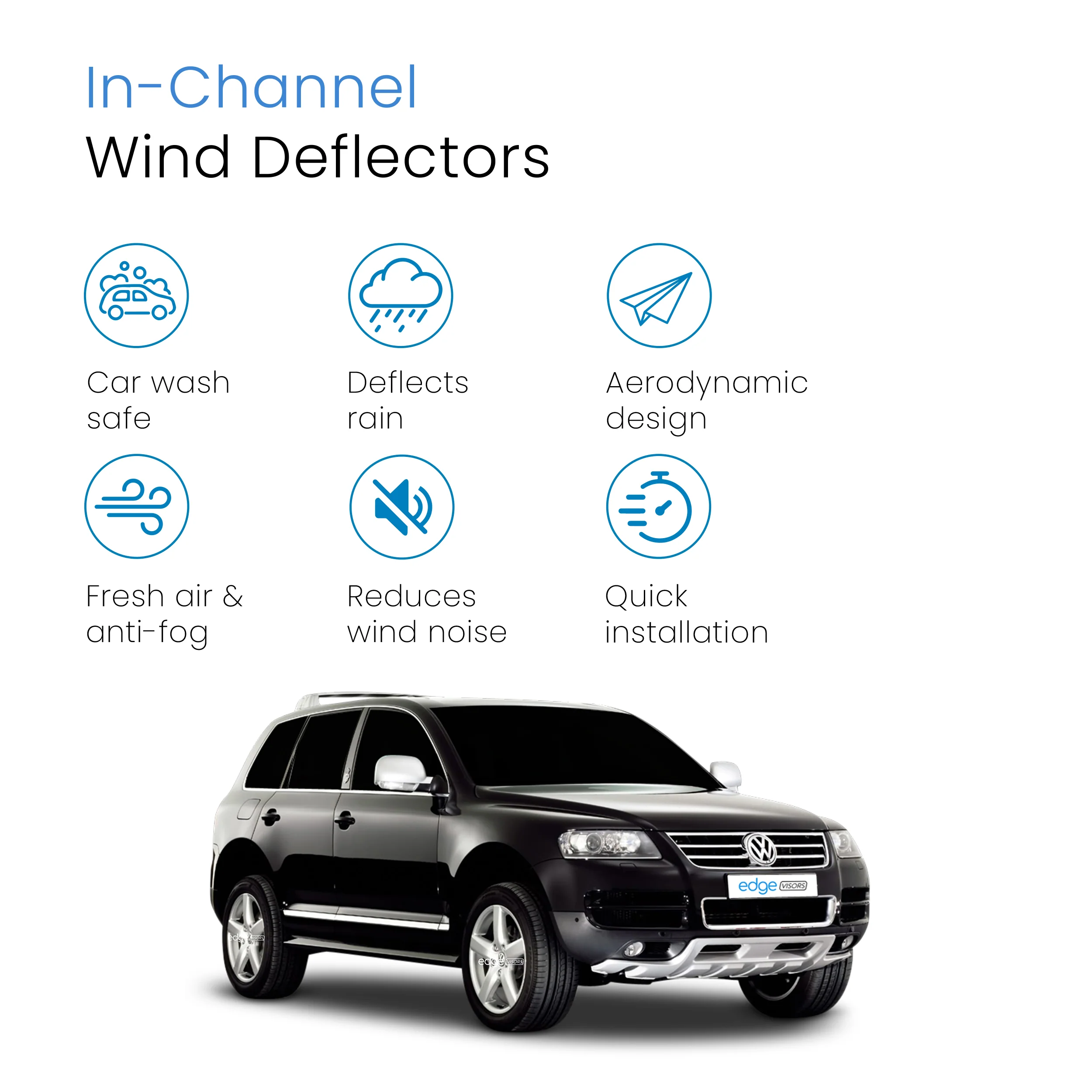 VW Touareg MK1 2003-2009 5 Door SUV Wind Deflectors 4pc - Image 3