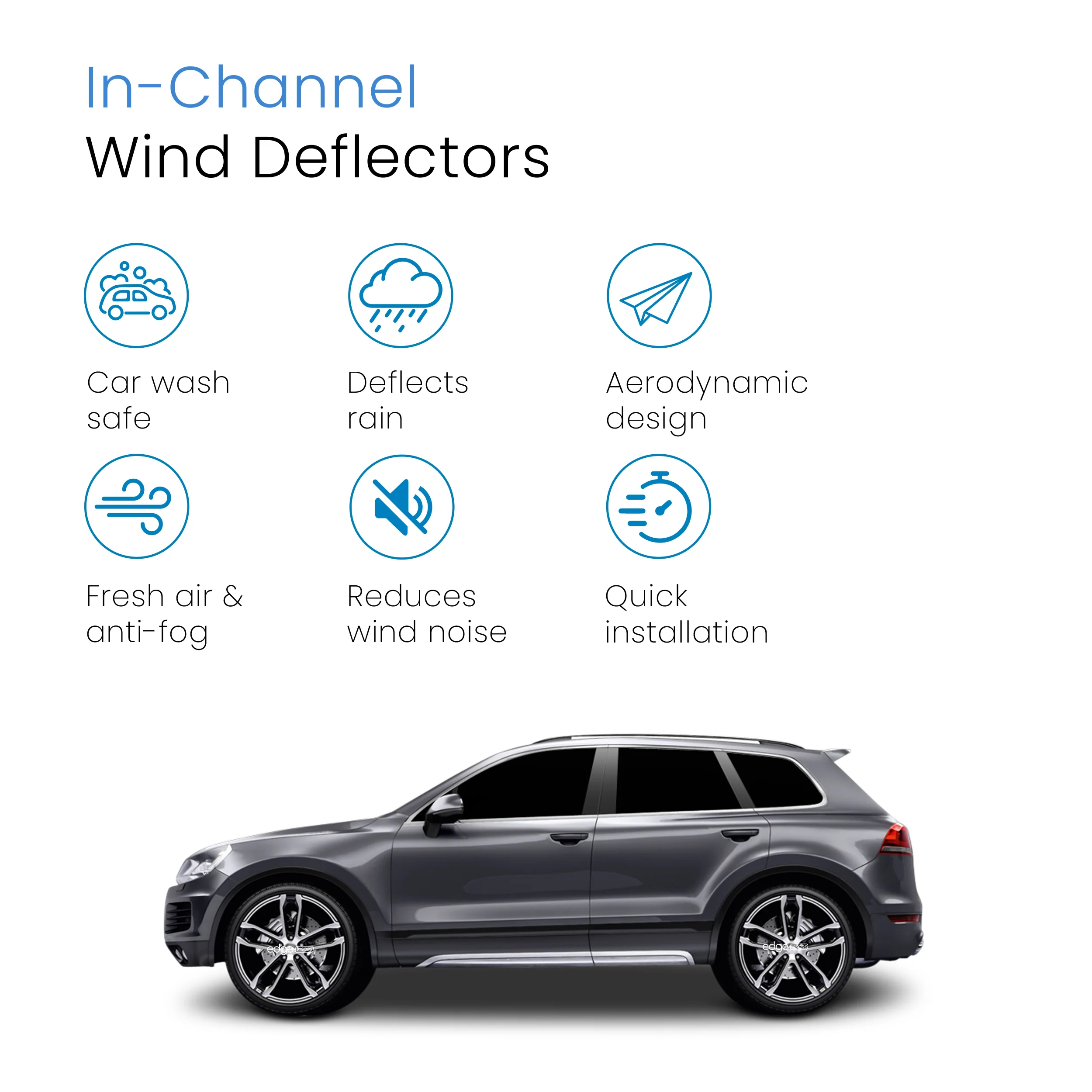 VW Touareg MK2 2010-2017 5 Door SUV Wind Deflectors 4pc - Image 3