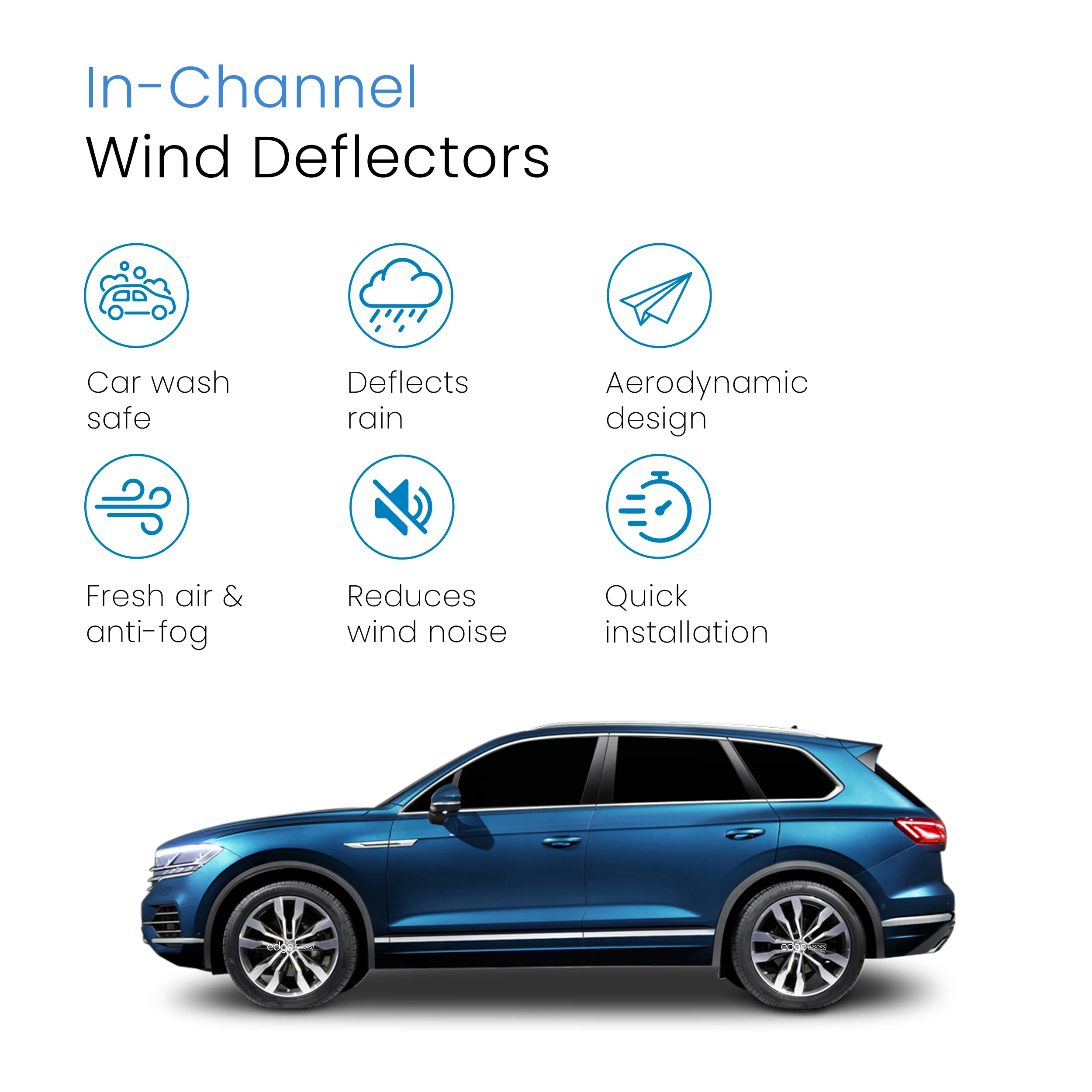 VW Touareg MK3 2018-onwards 5 Door SUV Wind Deflectors 4pc - Image 3