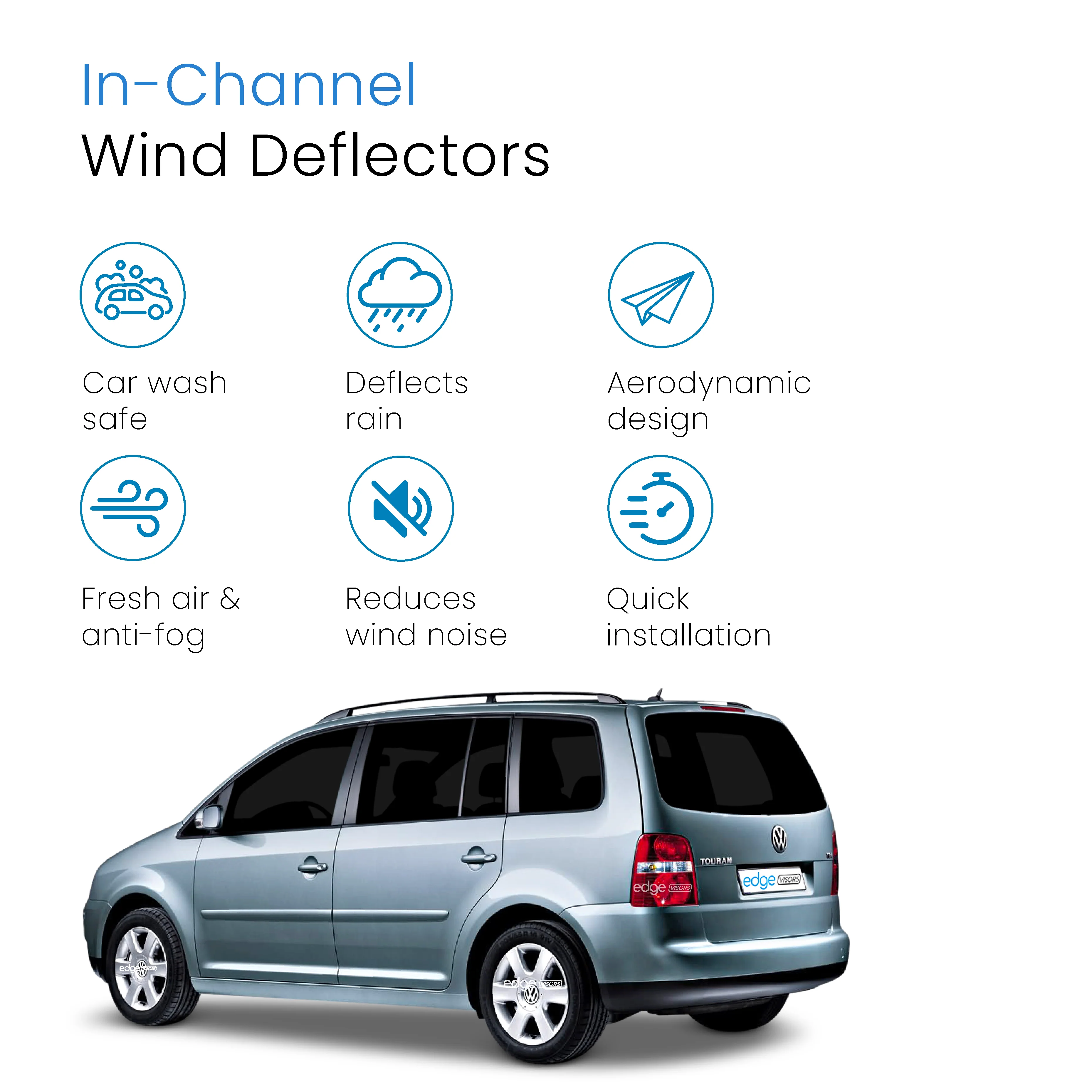 VW Touran MK1 & MK2 2003-2015 5 Door MPV Wind Deflectors 4pc - Image 3